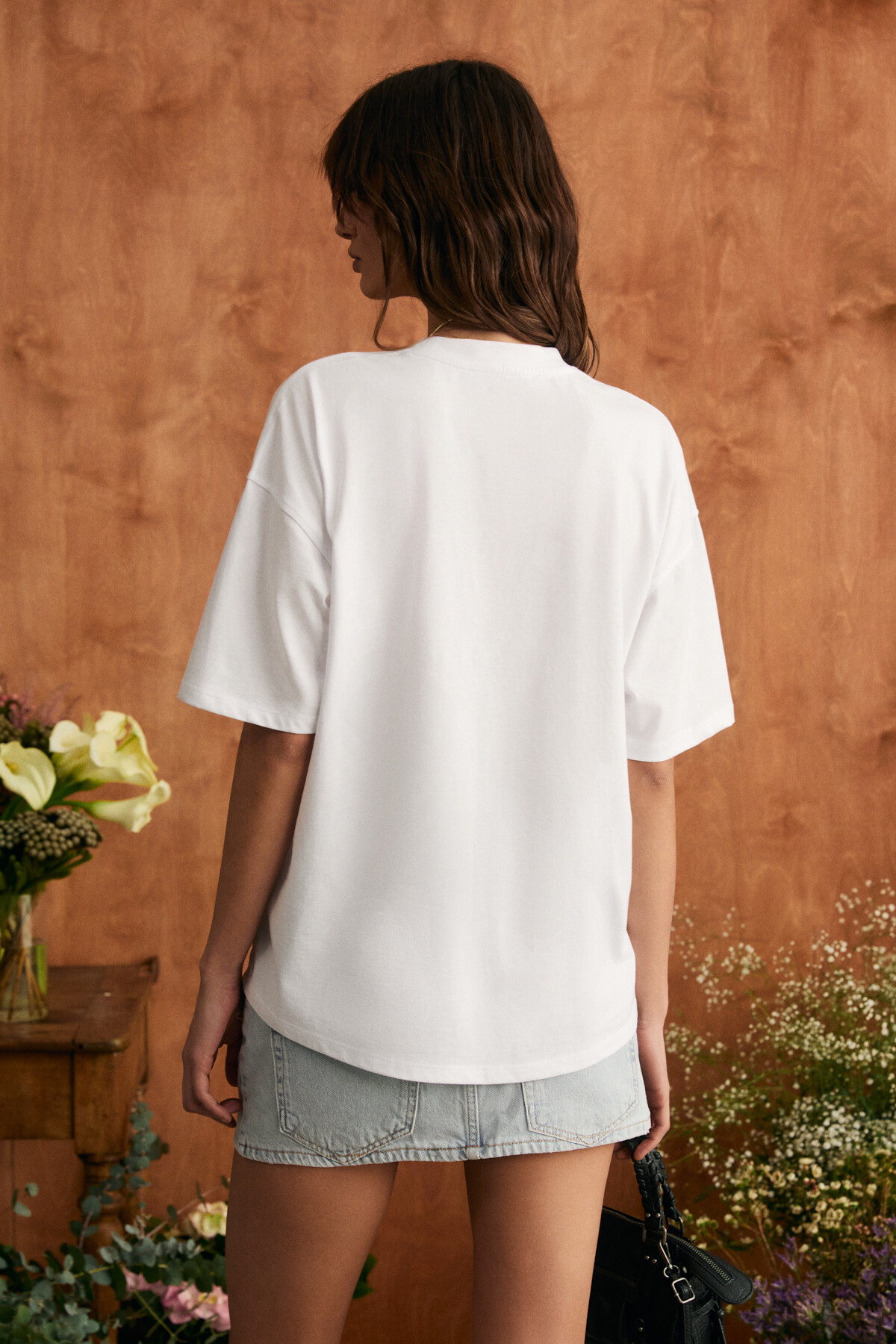 GRIMELANGE  SPRINE Kadın Yumuşak Kumaşlı %100 Pamuklu Baskılı Regular Beyaz T-Shirt - Görsel 5