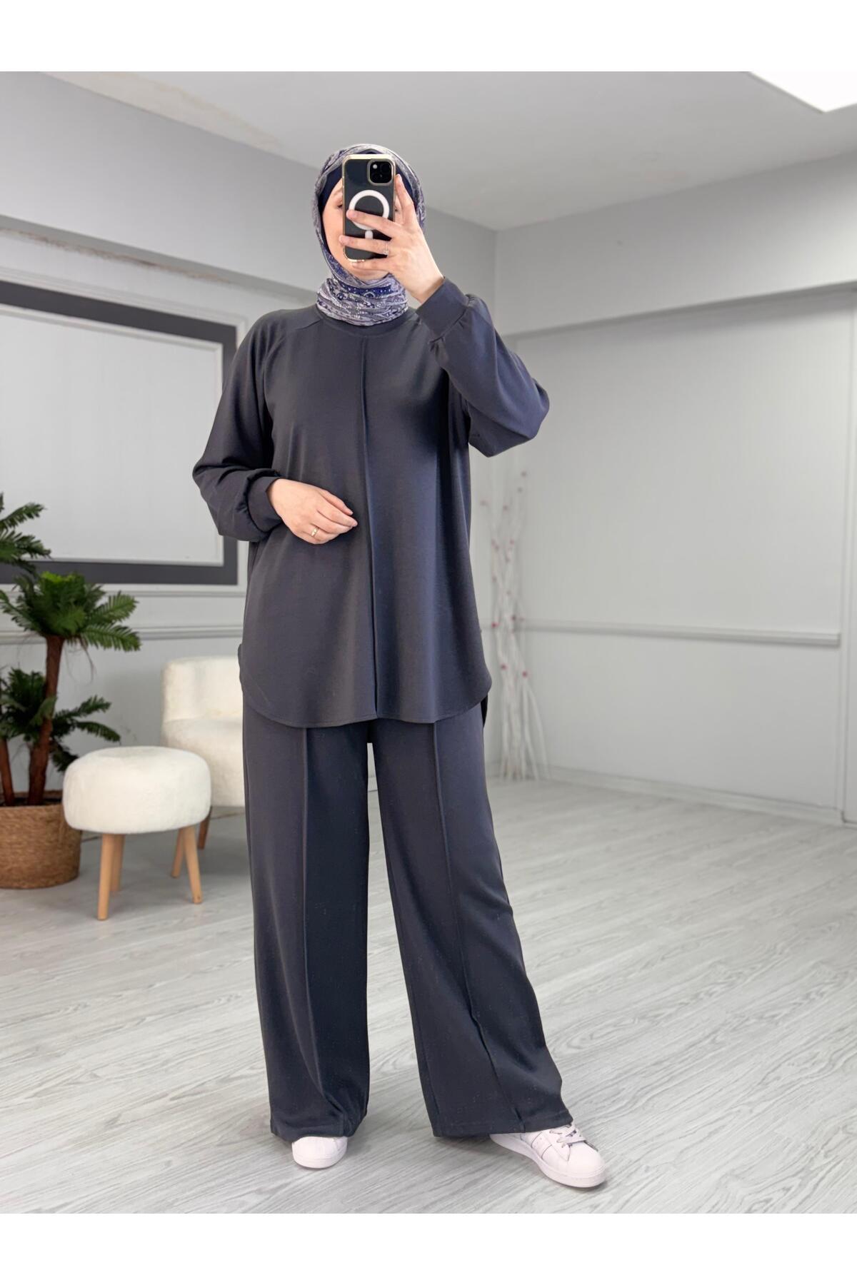 Butik Kardelen Dikiş Detaylı Yazlık Spor Takım Antrasit