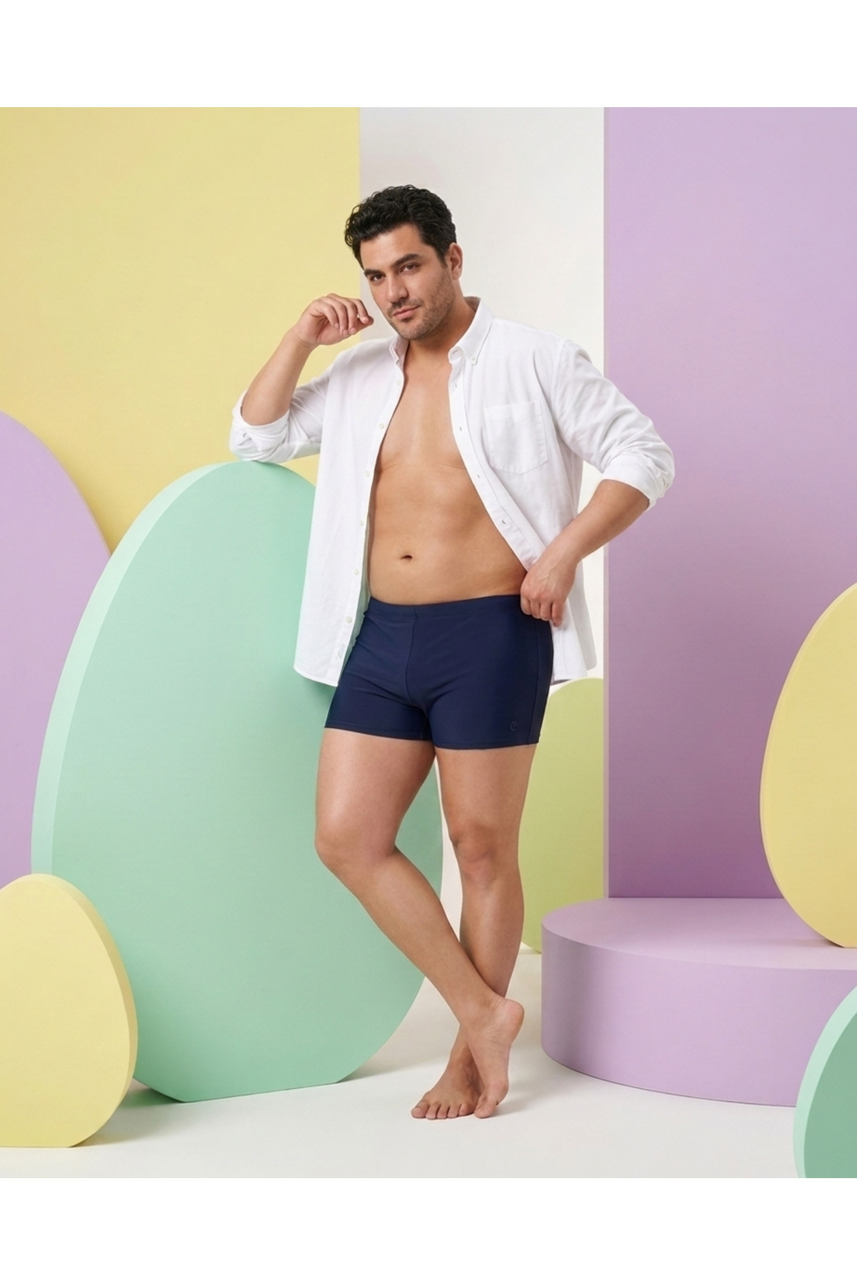شلوارک شنا مردانه سایز بزرگ تک رنگ پیر کاردین شورت مایو بزرگ سایز Pierre Cardin