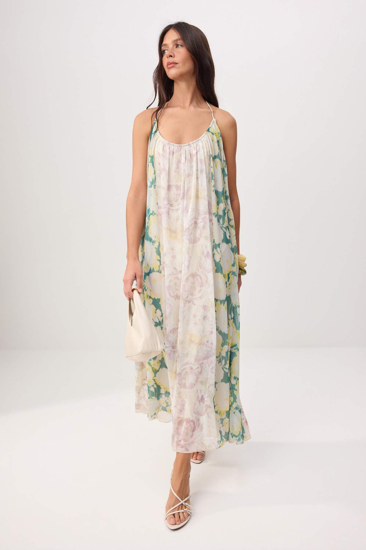 Trendyolmilla  Çok Renkli Şifon Maxi Astarlı Dokuma Elbise TWOSS26EL00865 - Görsel 2