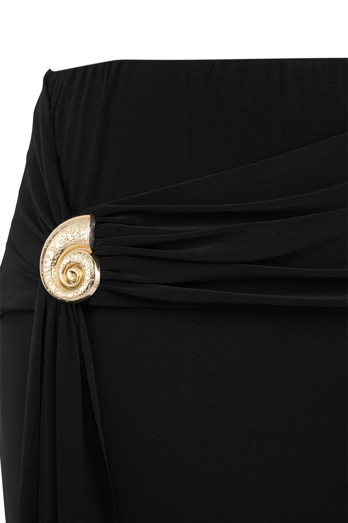 Trendyolmilla  Siyah Vücuda Oturan Aksesuar Detaylı Örme Uzun/Maxi Etek TBBSS26AZ00016 - Görsel 5