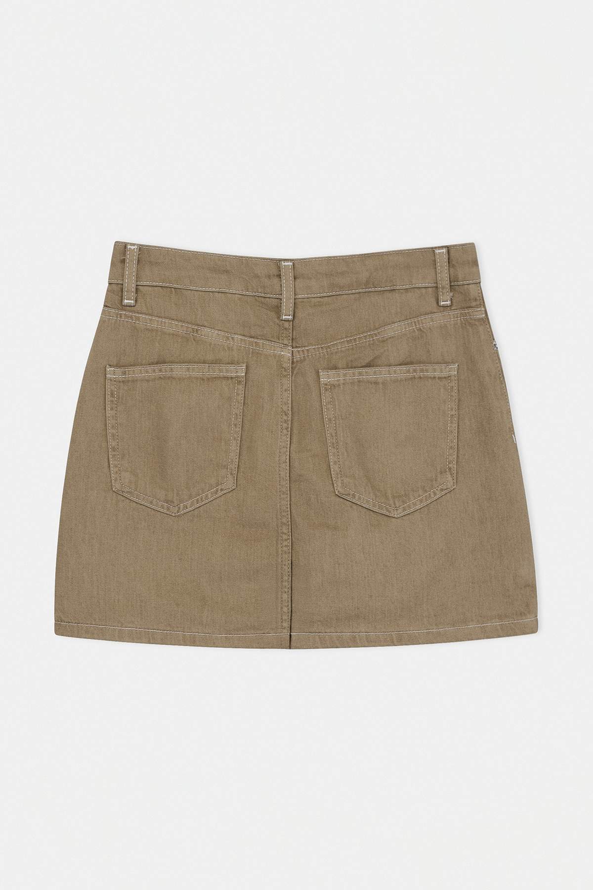 Trendyolmilla  Bej Vintage Yıkama DÖKÜMLÜ Yüksek Bel Denim Şort Etek TWOSS26SR00110 - Görsel 8