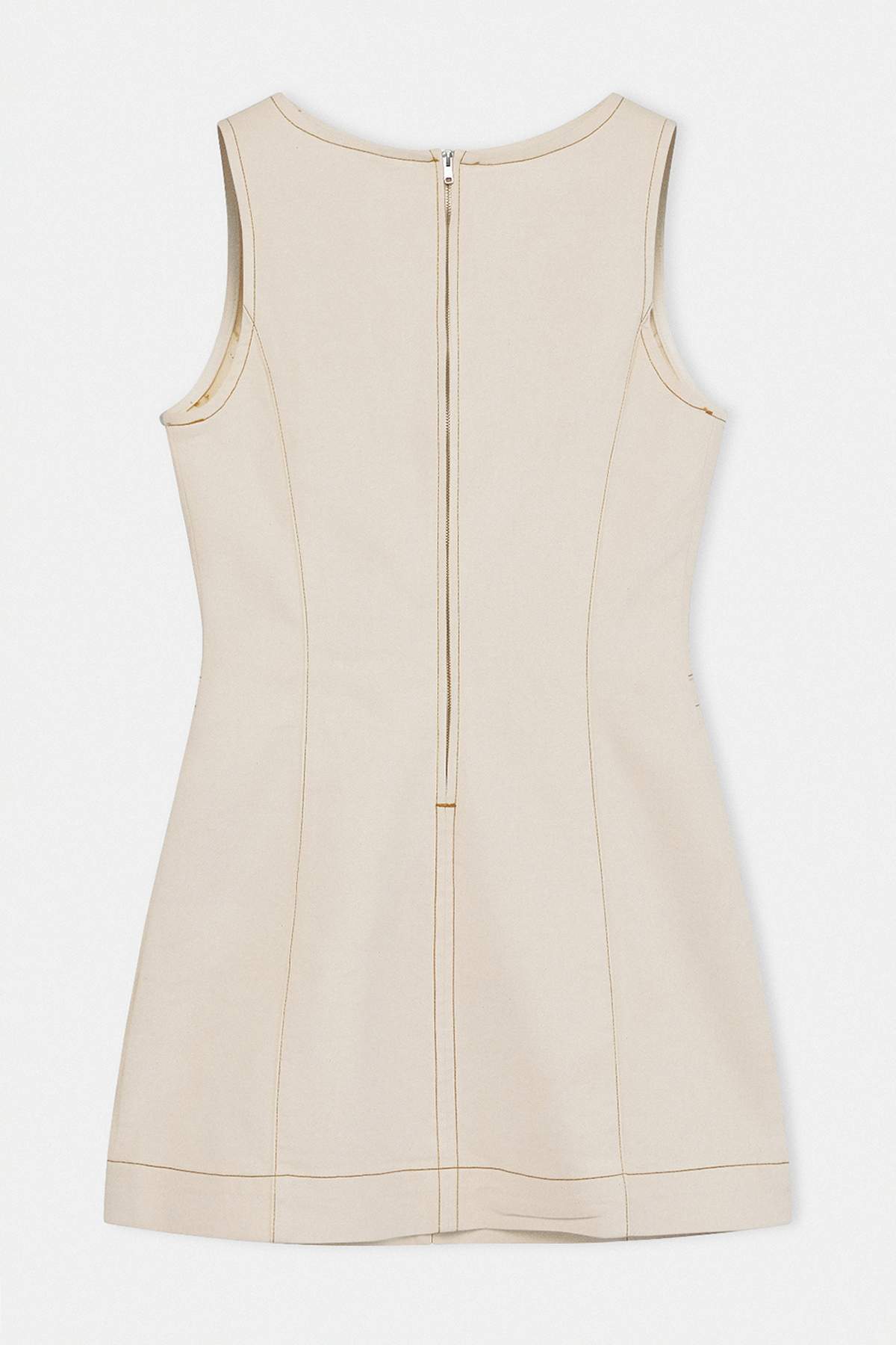 Trendyolmilla  Ekru Kolsuz Orta Esnek Mini Denim Elbise TWOSS26EL00279 - Görsel 6