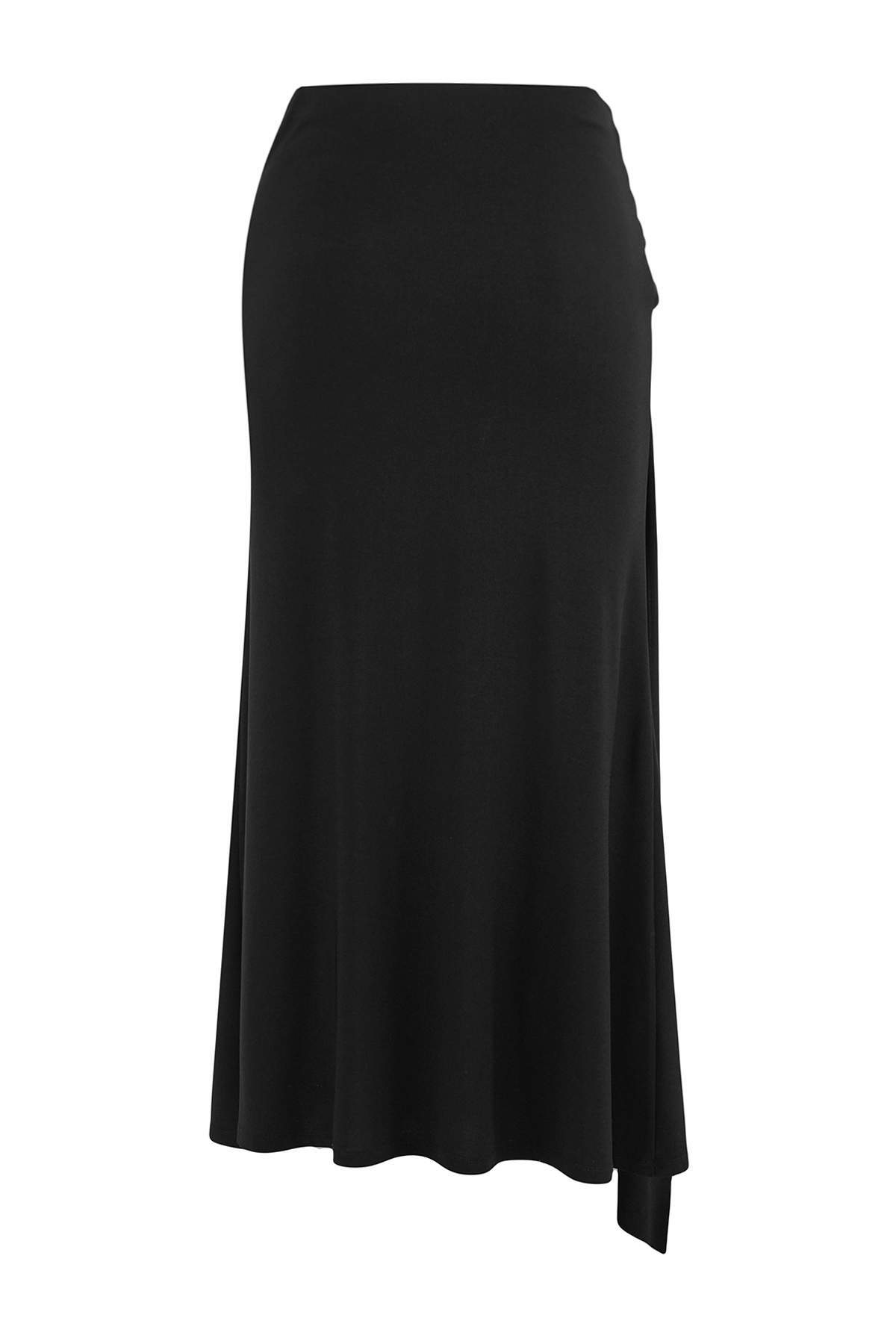 Trendyolmilla  Siyah Vücuda Oturan Aksesuar Detaylı Örme Uzun/Maxi Etek TBBSS26AZ00016 - Görsel 6