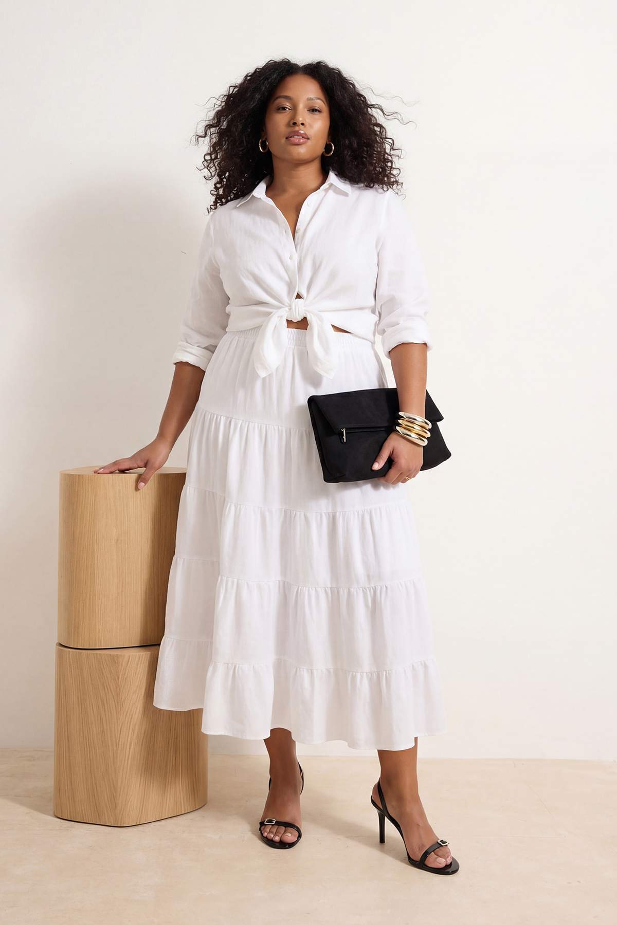 Trendyolmilla  Beyaz Dokuma Büyük Beden Etek TBBSS26AZ00005