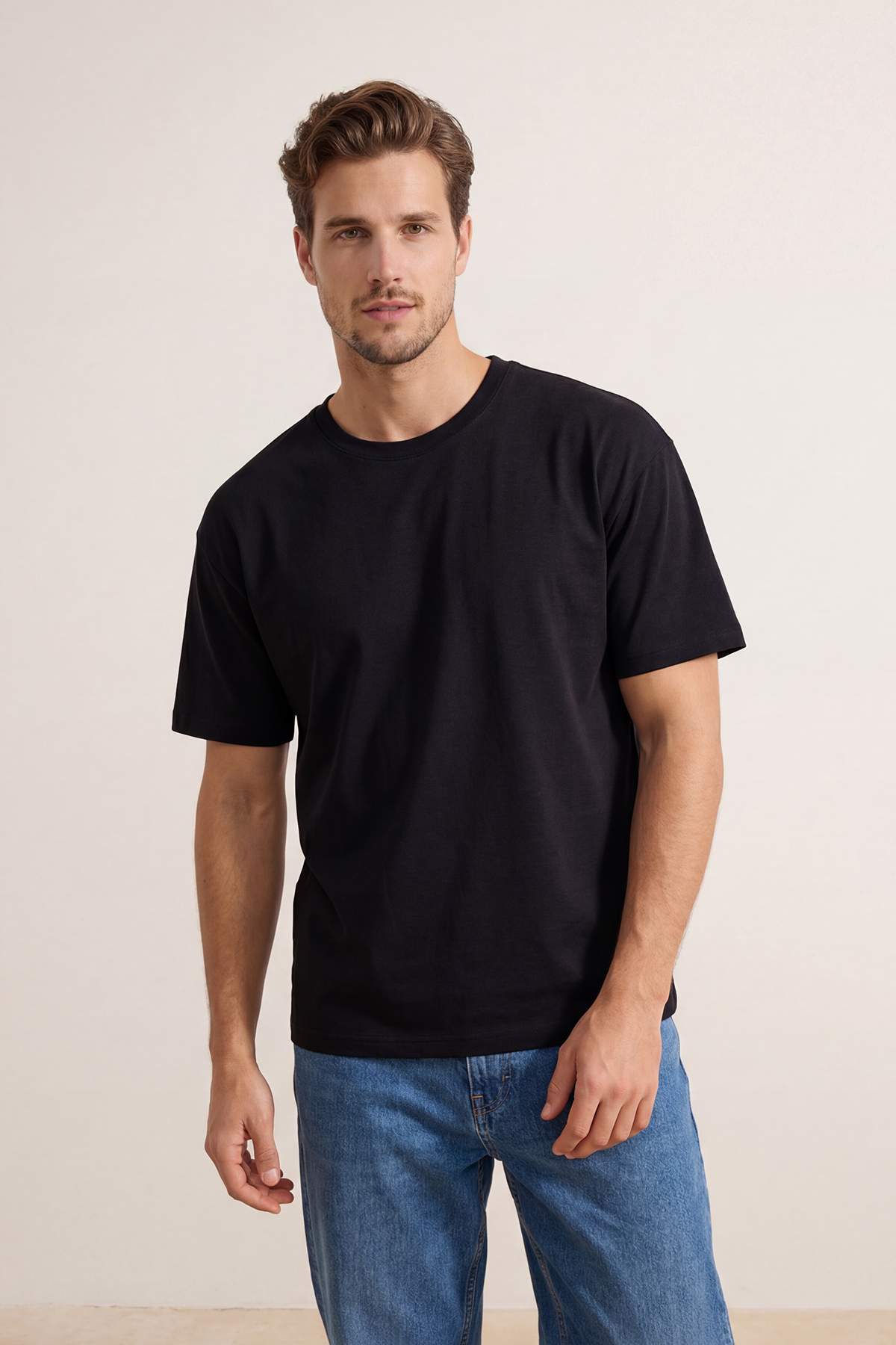 Trendyolmilla  Antrasit Oversize/Geniş Kesim Pike Basic T-Shirt TMNSS26TS00022