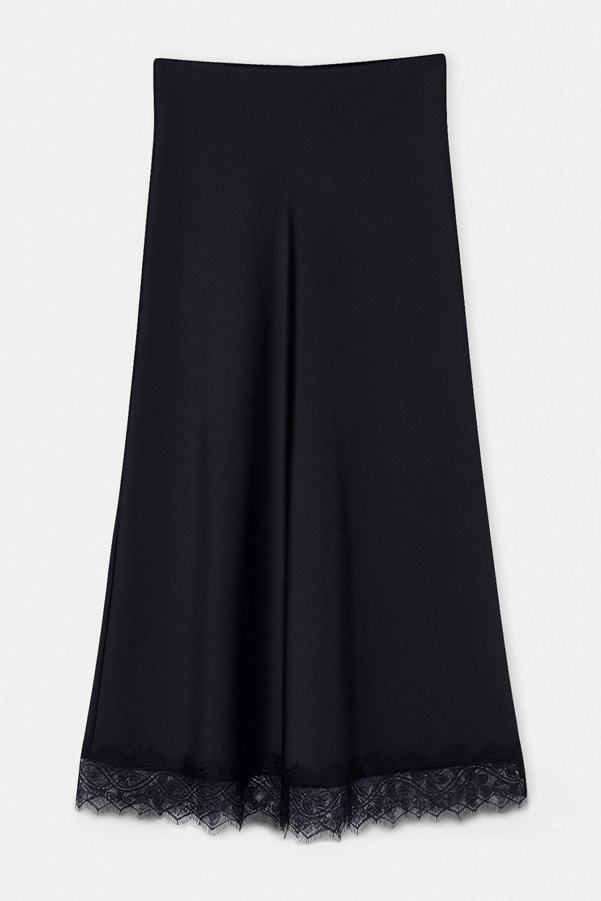 Trendyolmilla  Uzun Eteği Dantelli Beli Lastikli Saten Etek