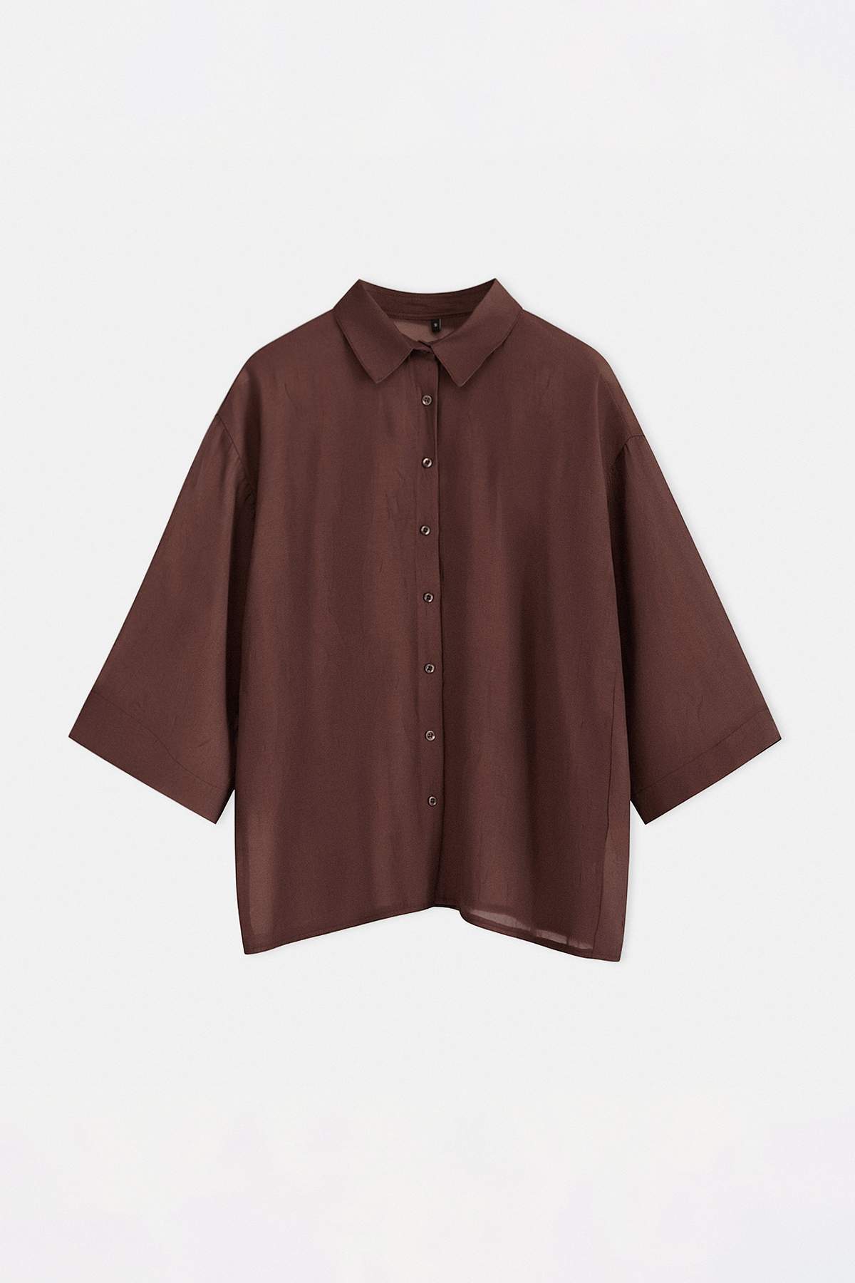 Trendyolmilla  Kahverengi Dokuma Transparan Oversize Plaj Gömlek TBESS26GO00004 - Görsel 2