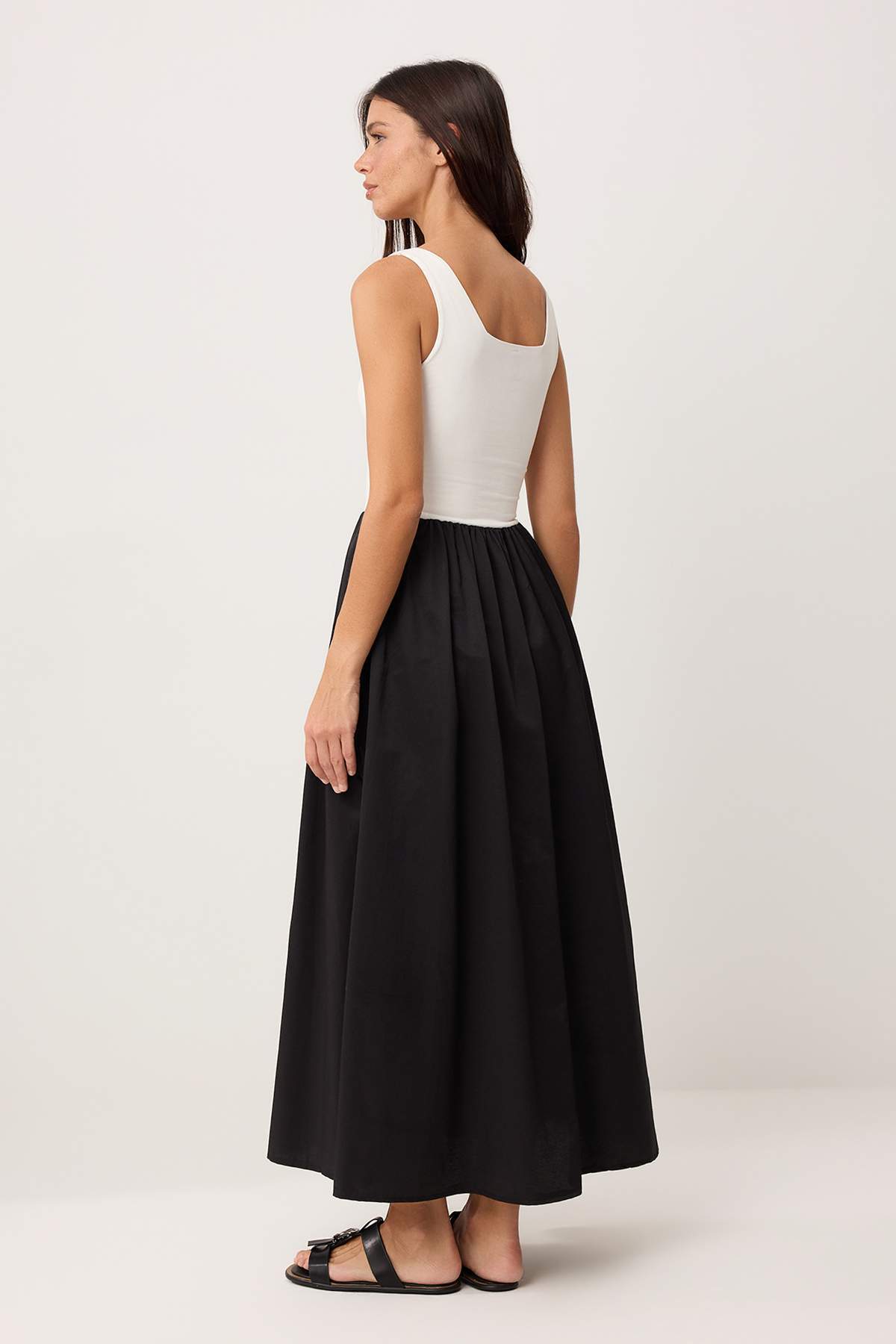 Trendyolmilla  Siyah-Beyaz Maxi Dokuma Elbise TWOSS26EL00883 - Görsel 4