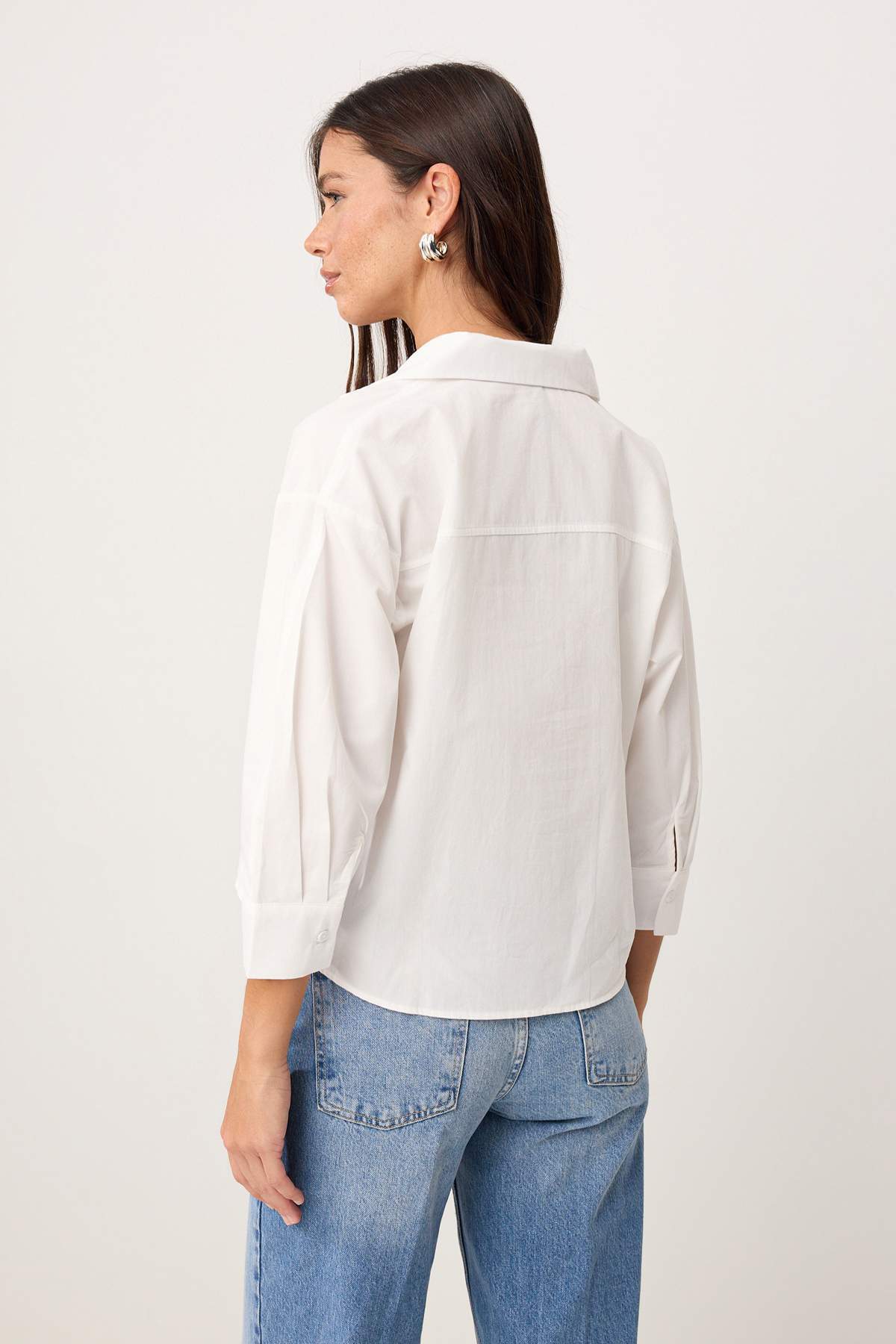 Trendyolmilla  Wardrobe Essentials Beyaz %100 Pamuk Gömlek - Görsel 4