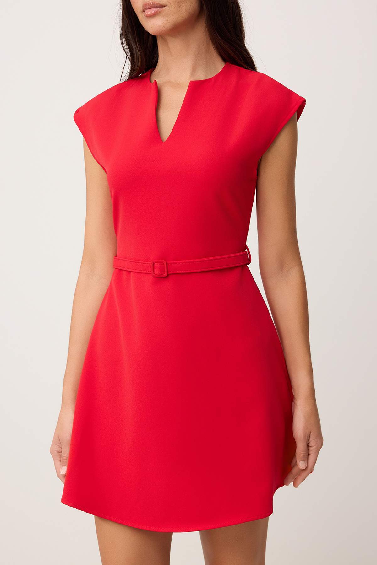 Trendyolmilla  Kırmızı Düz Midi Dokuma Elbise TWOSS26EL00294 - Görsel 3