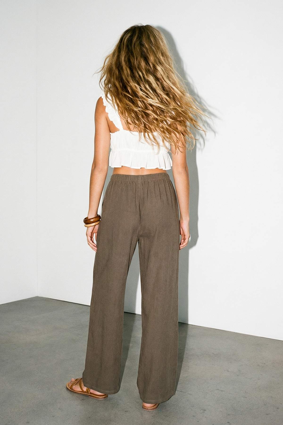 Trendyolmilla  Haki Geniş Paça Tencel Pantolon TDRSS26PL00008 - Görsel 3