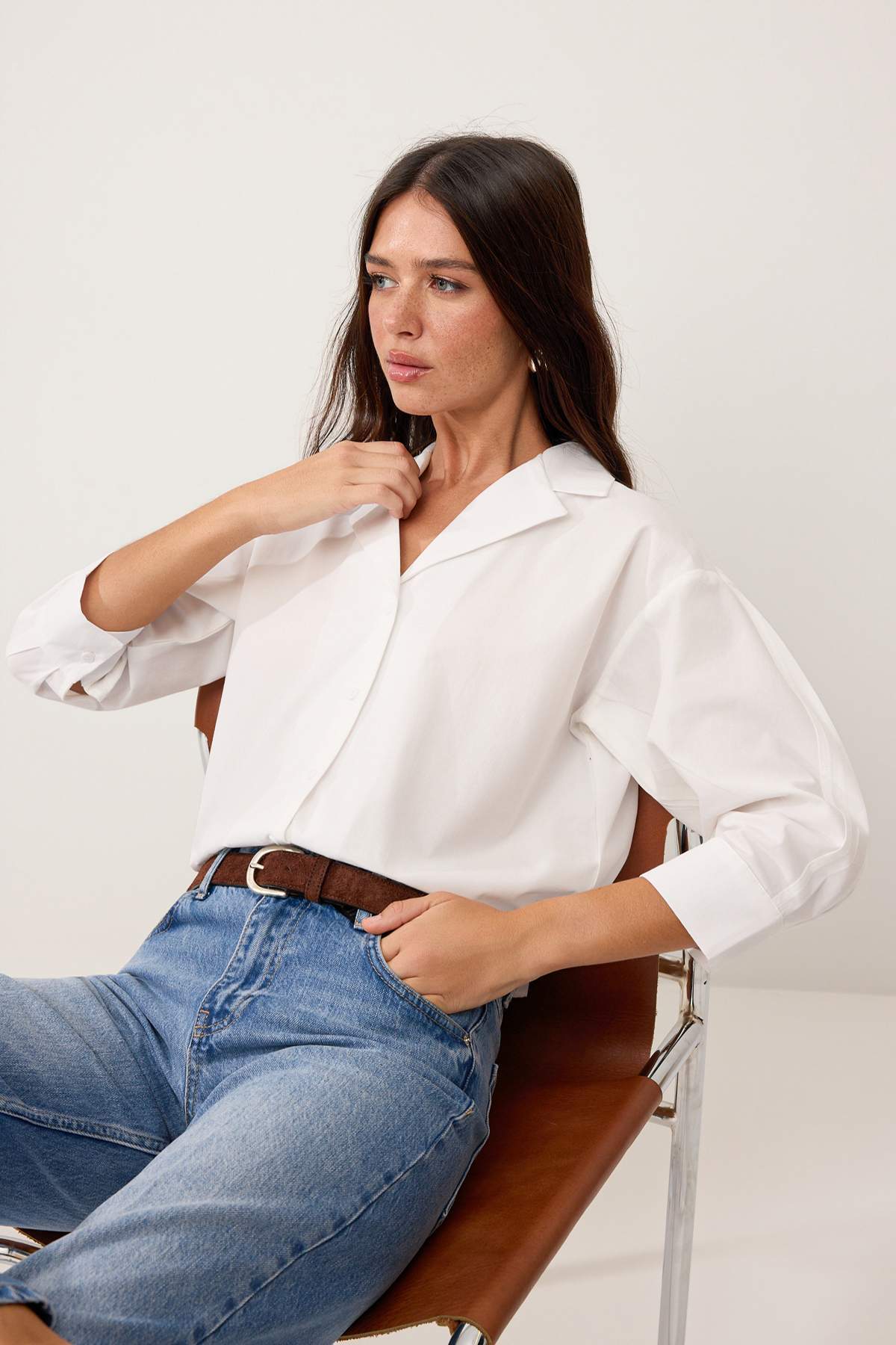 Trendyolmilla  Wardrobe Essentials Beyaz %100 Pamuk Gömlek - Görsel 2