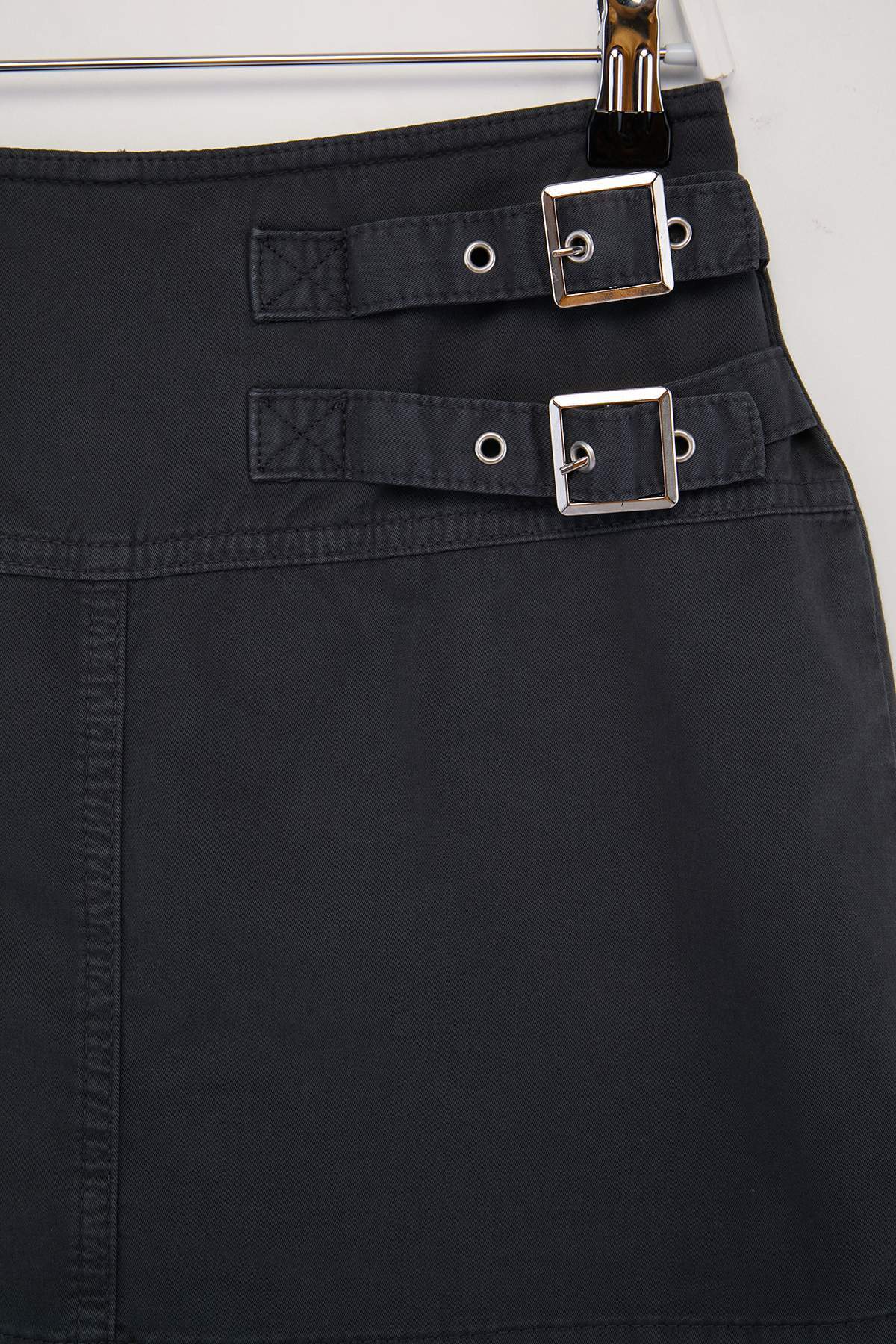 Trendyolmilla  Antrasit %100 Pamuk Yüksek Bel Denim Şort Etek TWOSS26SR00125 - Görsel 2