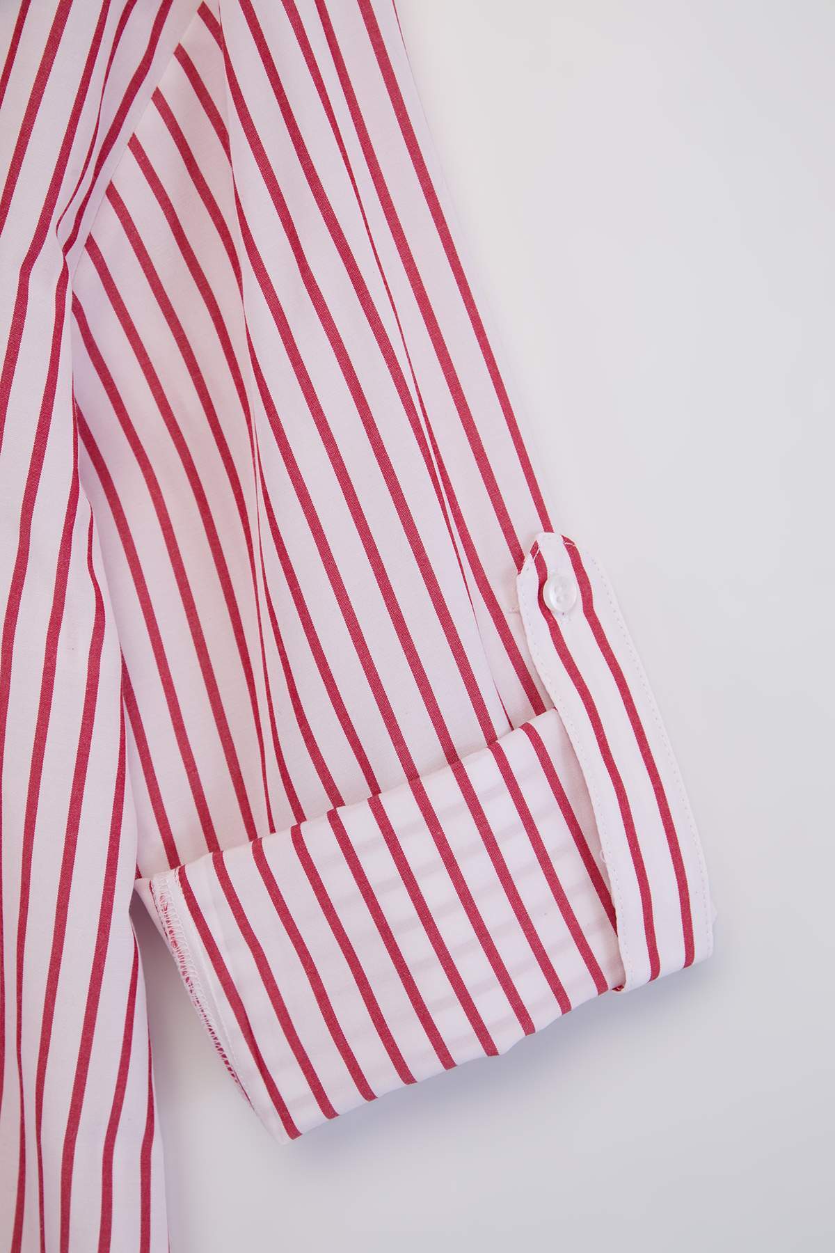 Trendyolmilla  Plaj Giyim Kırmızı Çizgili Dokuma Maxi Gömlek TBESS22GO0664 - Görsel 2