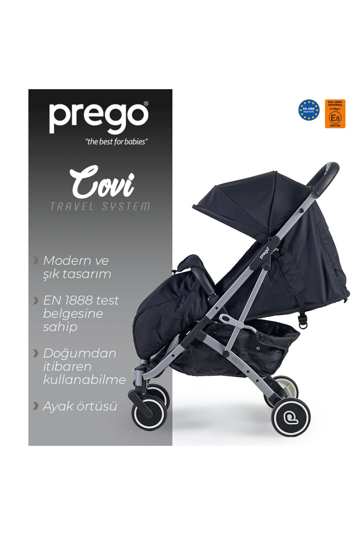 Prego Covi plus Kabin Boy Bebek Arabası 2024 SİYAH fotoğrafı 3 (önizleme)