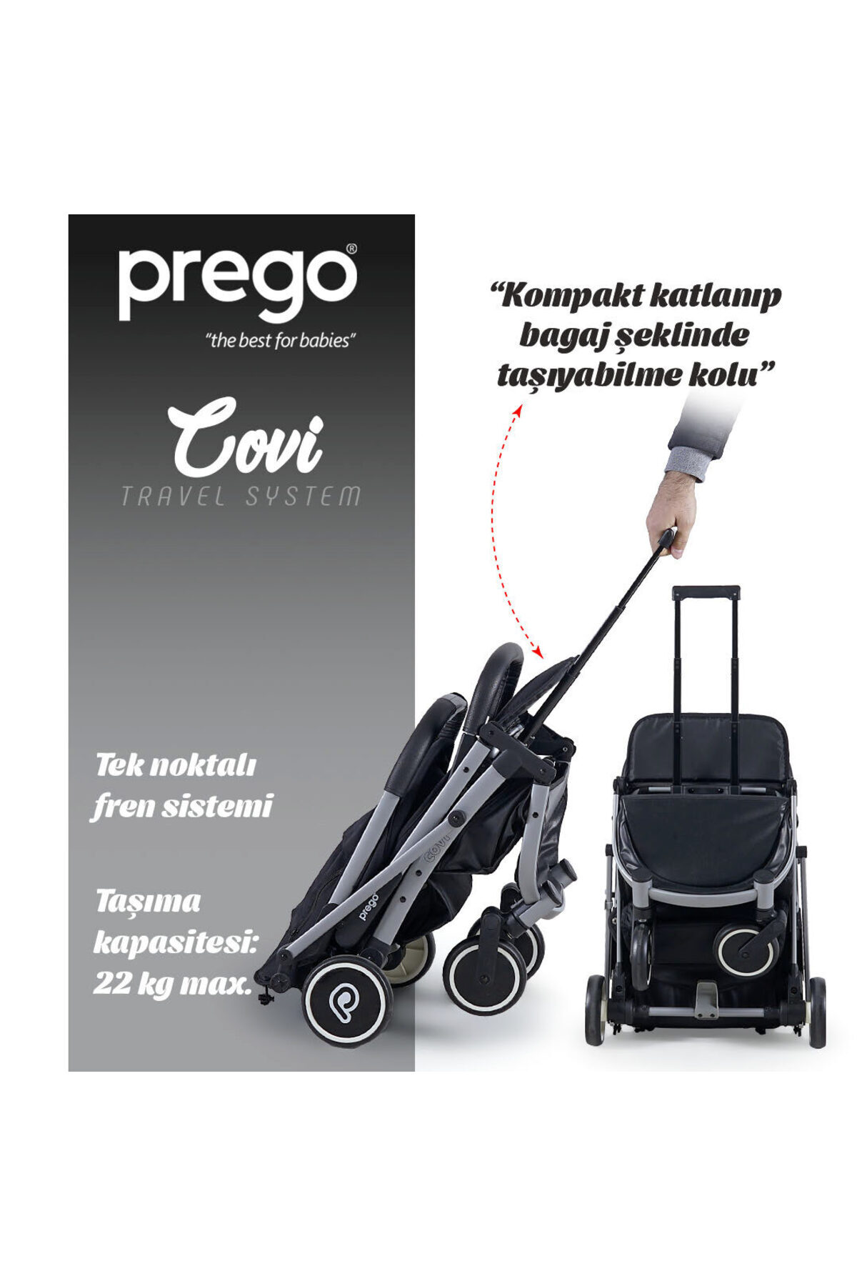 Prego Covi plus Kabin Boy Bebek Arabası 2024 SİYAH fotoğrafı 5 (önizleme)