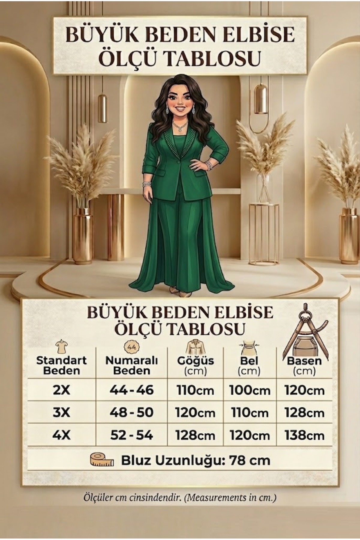 Butik Nilyam  Kadın Büyük Beden V Yaka Şifon Kol Cep Kapaklı Broş Detaylı Bluz Pantolon Abiye Takım 25064 - Görsel 5