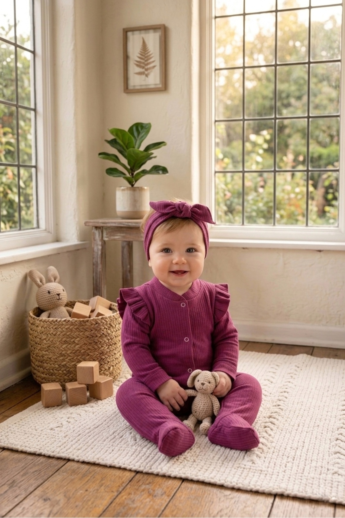 OMY 3-6-9 AY BANDANALI OMZU FIRFIRLI RENKLİ TULUM TAKIM 2'Lİ SET BEBEK&ÇOCUK TAKIM fotoğrafı 5 (önizleme)