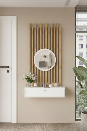 L'occi Concept Cosmia Modern Aynalı Dresuar Takımı Ahşap Çıtalı Antre Hol Set...