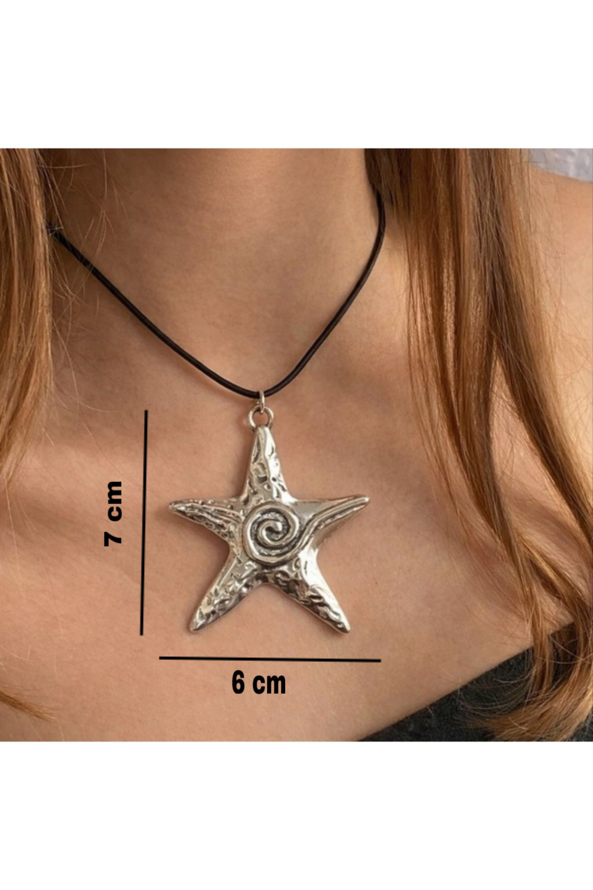 sleyshop Sarmal Girdap Spiral Vortex Yıldız İpli Büyük Unisex Kolye görsel 2
