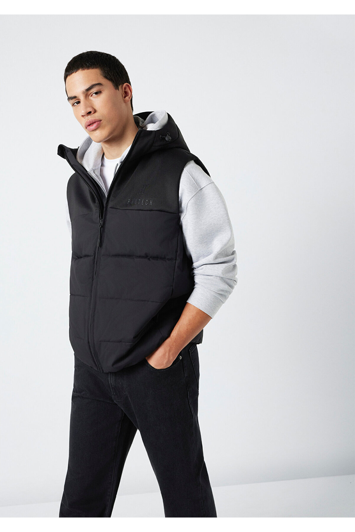 Mavi  Erkek Non Denim Kapüşonlu Yelek M0110786-71379 - Görsel 3