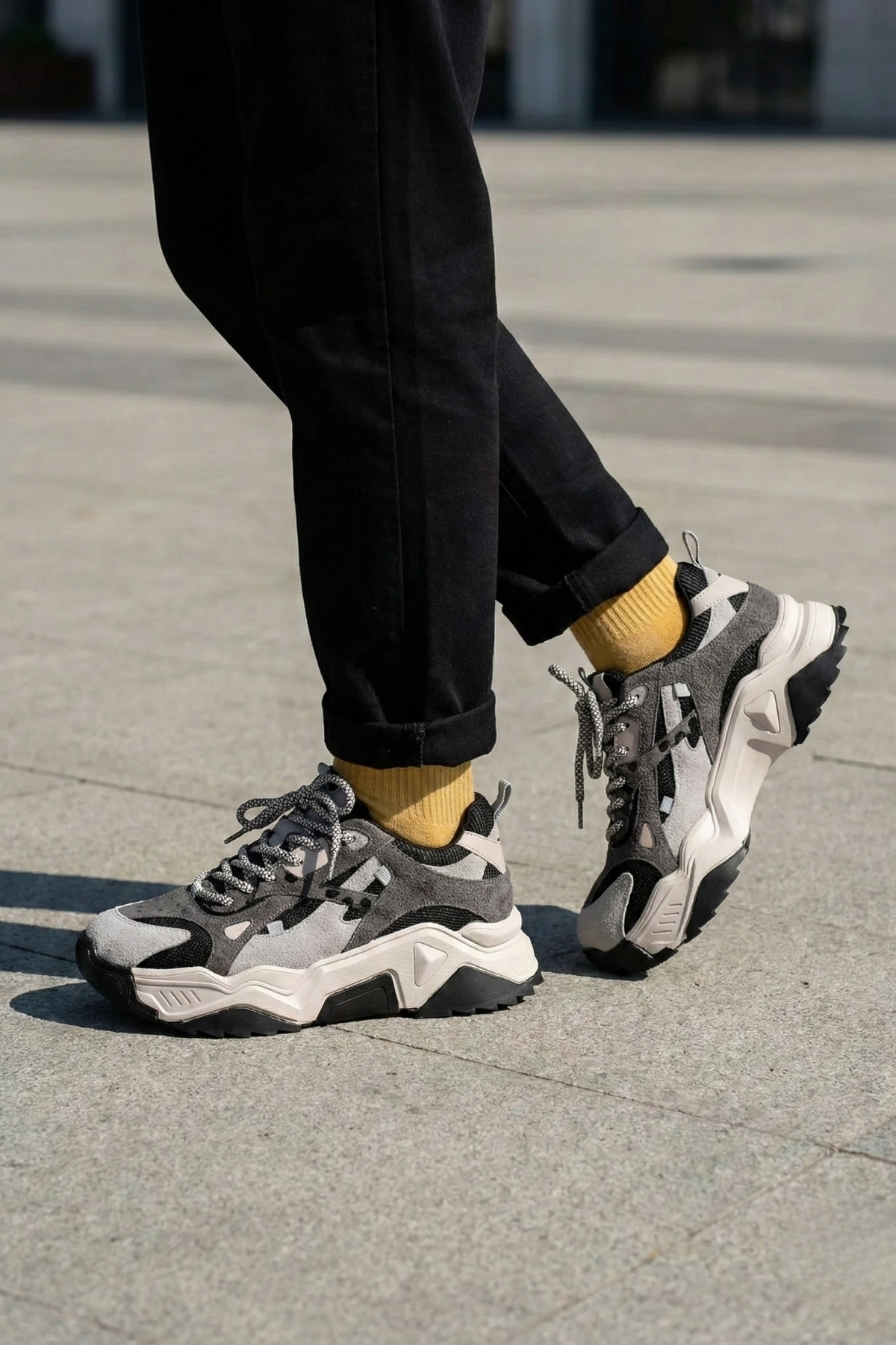 Marjin  Kadın Yüksek Taban Sneaker Bağcıklı Spor Ayakkabı Edisa - Koşu Ayakkabısı Siyah - Görsel 5