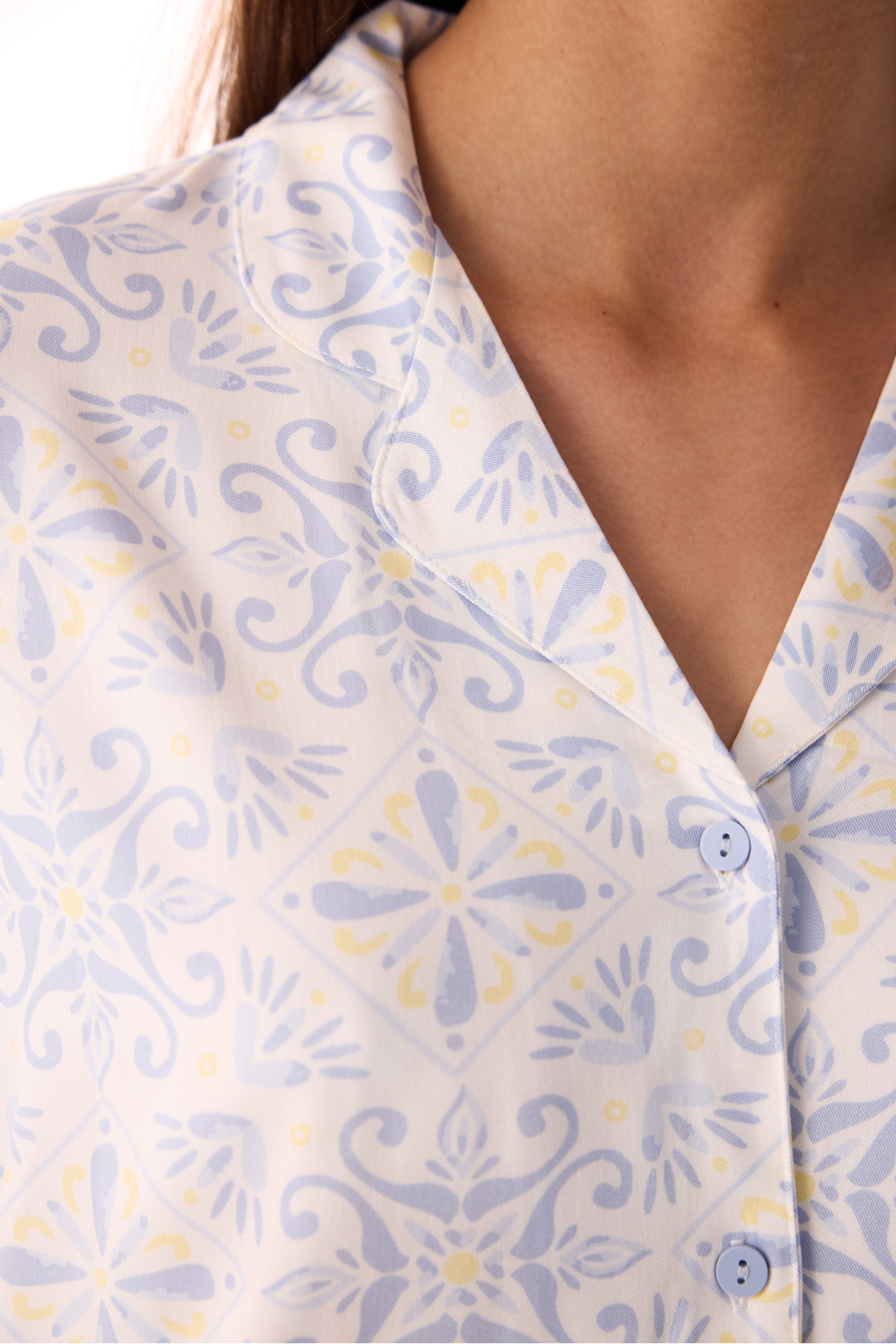 Penti  Kırık Beyaz Relax Time Düğmeli Gömlek Pantolon Pijama Takımı - Görsel 3