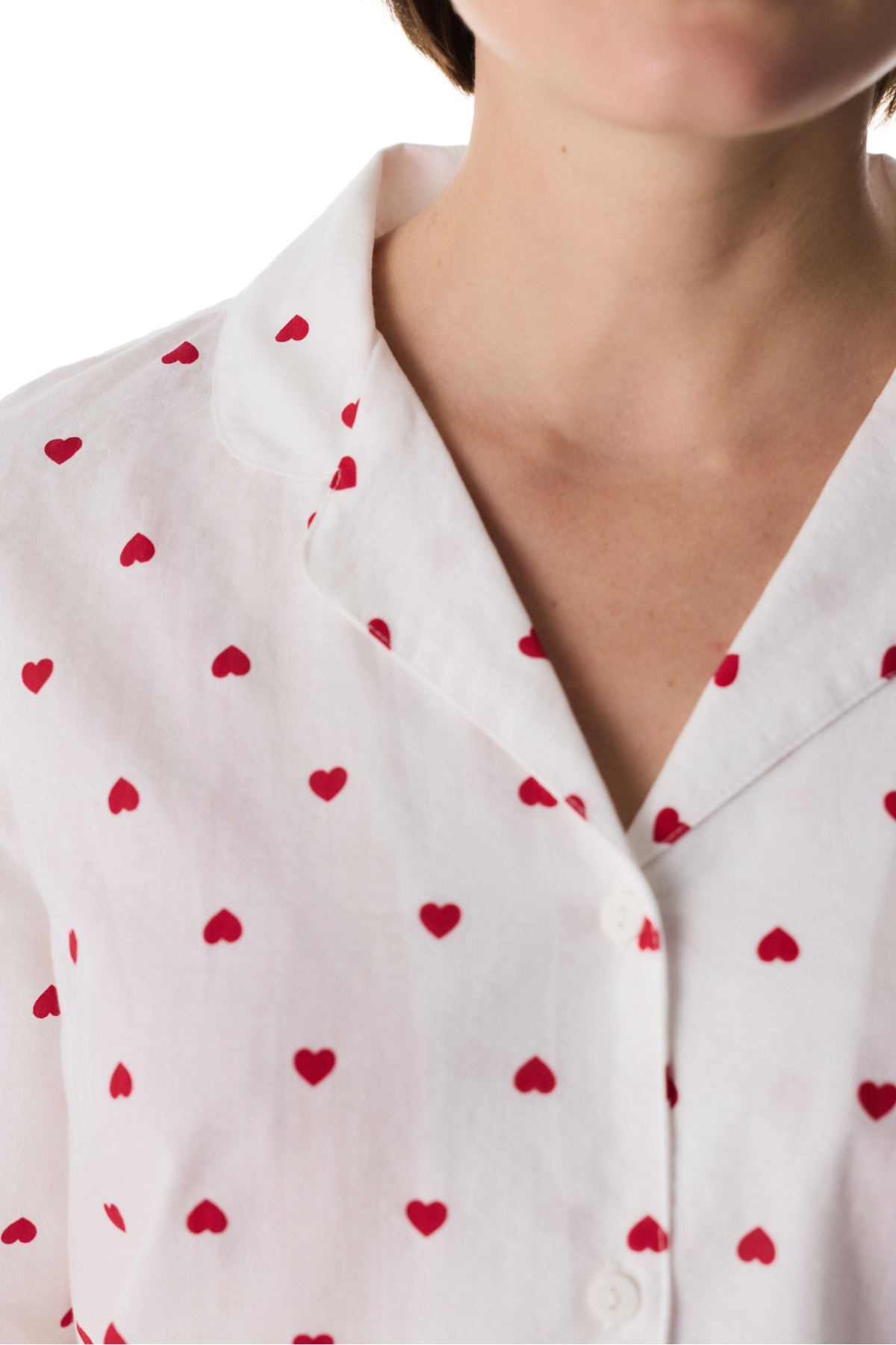 Penti  Kırık Beyaz Red Hearts Düğmeli Gömlek Pantolon Pijama Takımı - Görsel 5