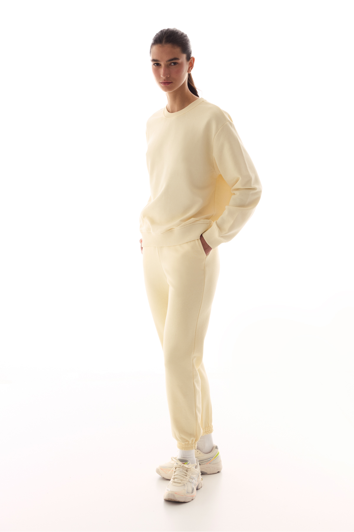 Penti  Ekru Bisiklet Yaka Regular Kesim Pamuklu Sweatshirt - Görsel 4