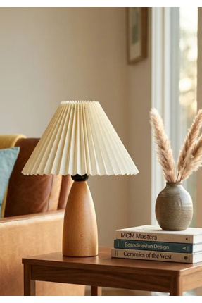 HOMİNG Brookville Ahşap Abajur Pileli Başlık 242048