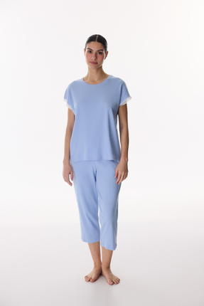Penti Mavi Blue Pamuklu Kapri Pijama Takımı