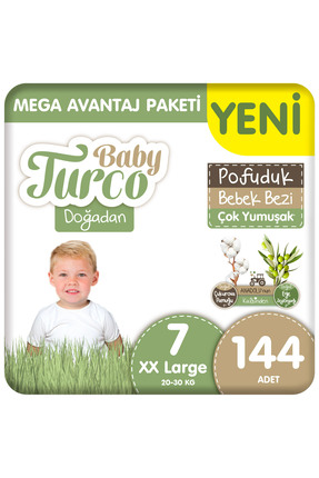 Baby Turco Doğadan Mega Avantaj Paketi Pofuduk Bebek Bezi 7 Numara Xxlarge 14...