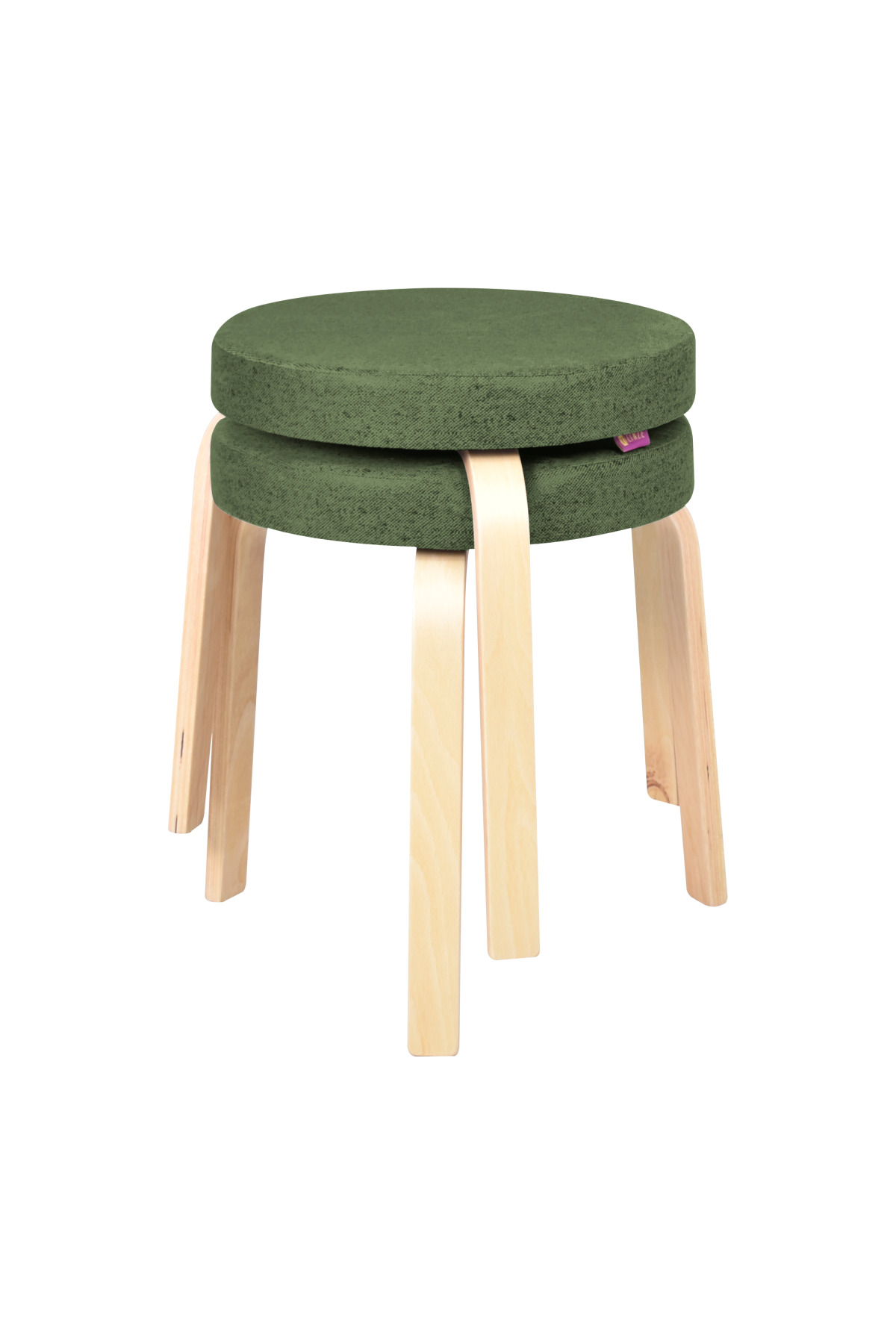 Aegean Natural Wooden Feet Stackable Kitchen-Balcony Stool (2 Pieces)
