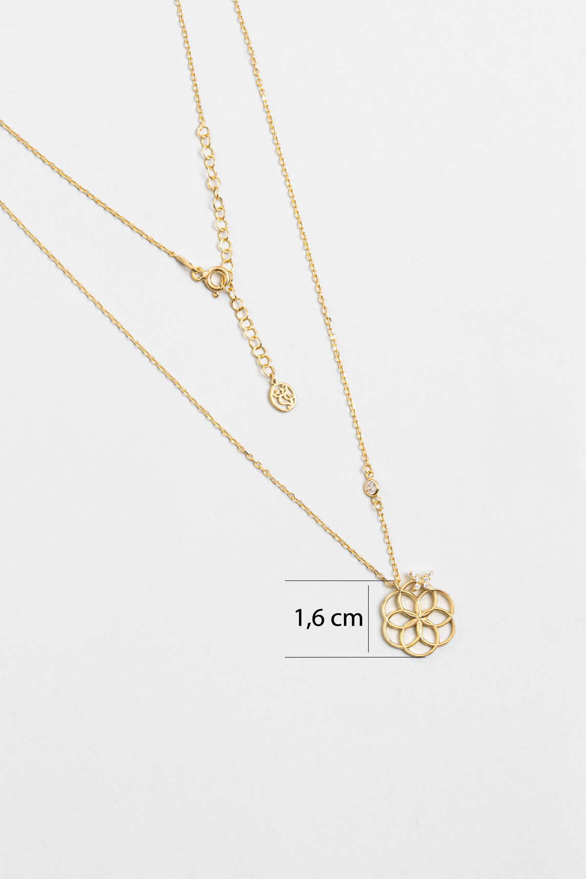 So CHIC... Yaşam Çiçeği 18 Ayar Sarı Altın Kaplama 45 Cm Gümüş Kolye görsel 3