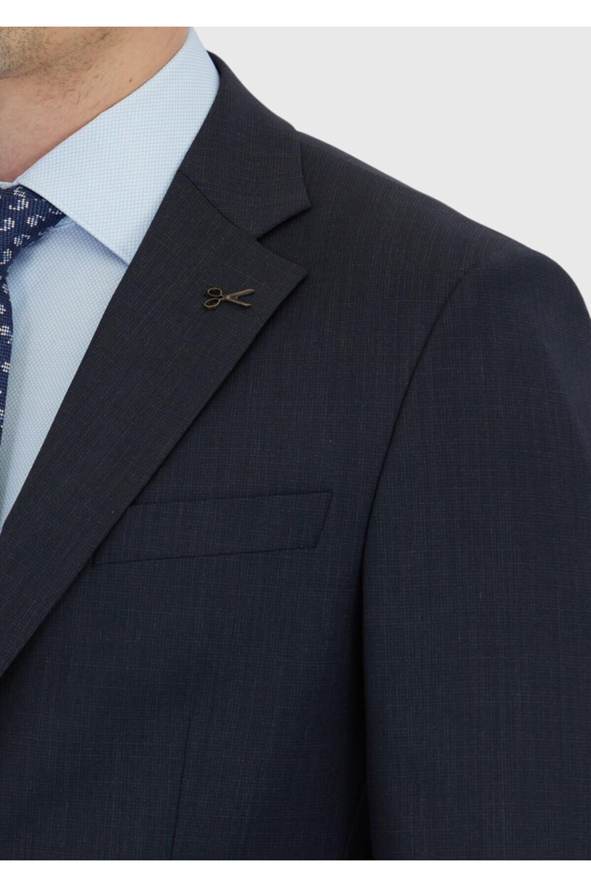 Ramsey  Lacivert Mikro Modern Fit Yün Karışımlı Takım Elbise - Görsel 5
