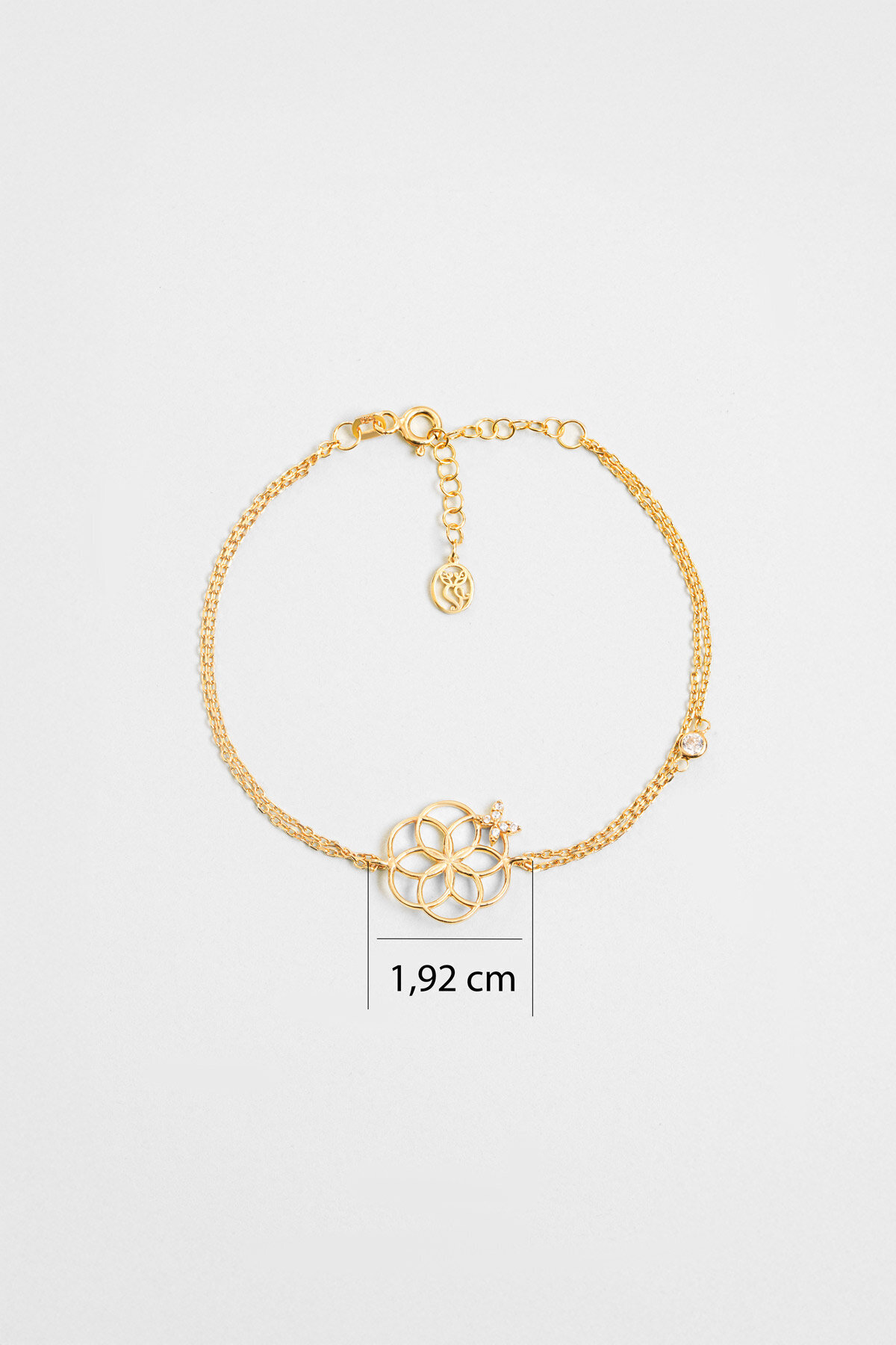 So CHIC... Yaşam Çiçeği 18 Ayar Sarı Altın Kaplama 19 Cm Gümüş Şans Bileklik görsel 3
