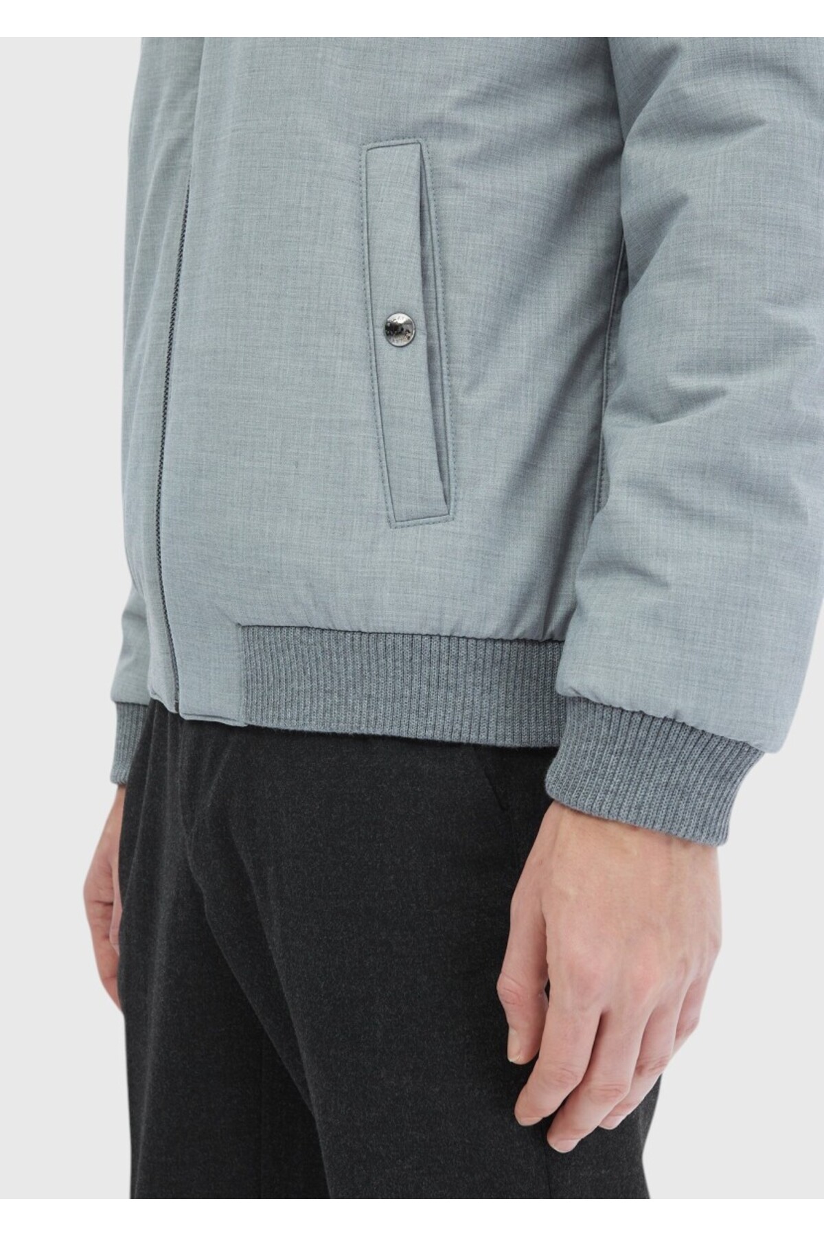 Ramsey  Gri Regular Fit Dik Yaka Casual Dokuma Mont - Görsel 6