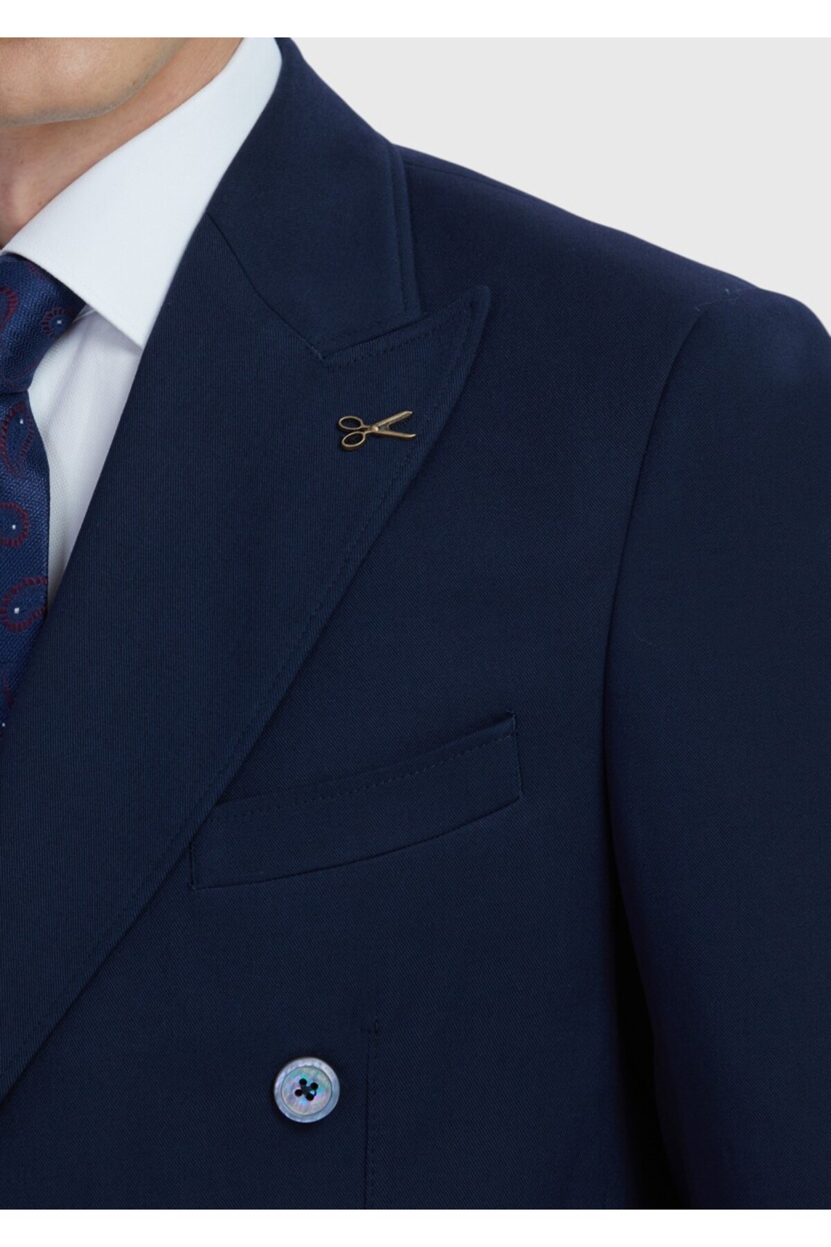 Ramsey  Lacivert Düz Zeroweight Slim Fit Yün Karışımlı Takım Elbise - Görsel 4