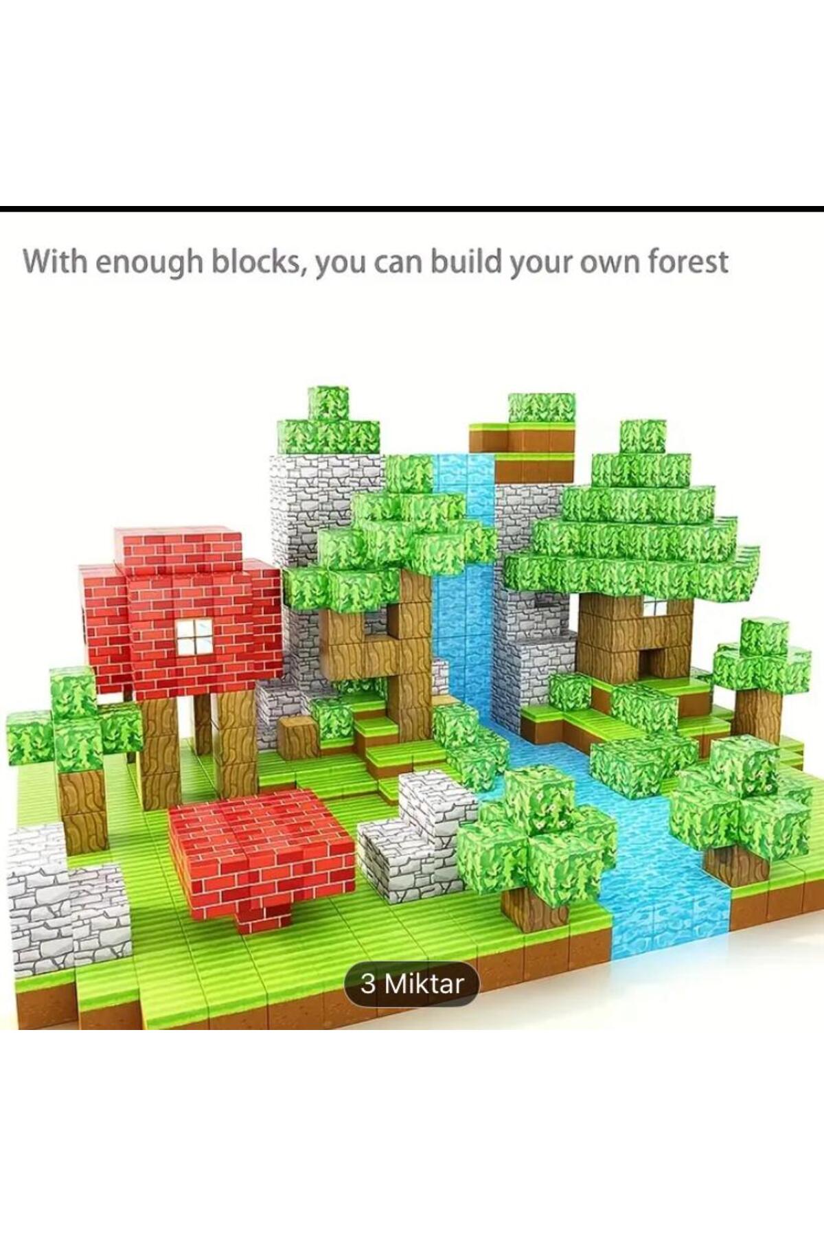 Manyetik Bloklar 100 Parça Manyetik Minecraft Temalı Yapı Oyuncağı | Zeka Geliştirici Blok Seti kutulu fotoğrafı 3 (önizleme)
