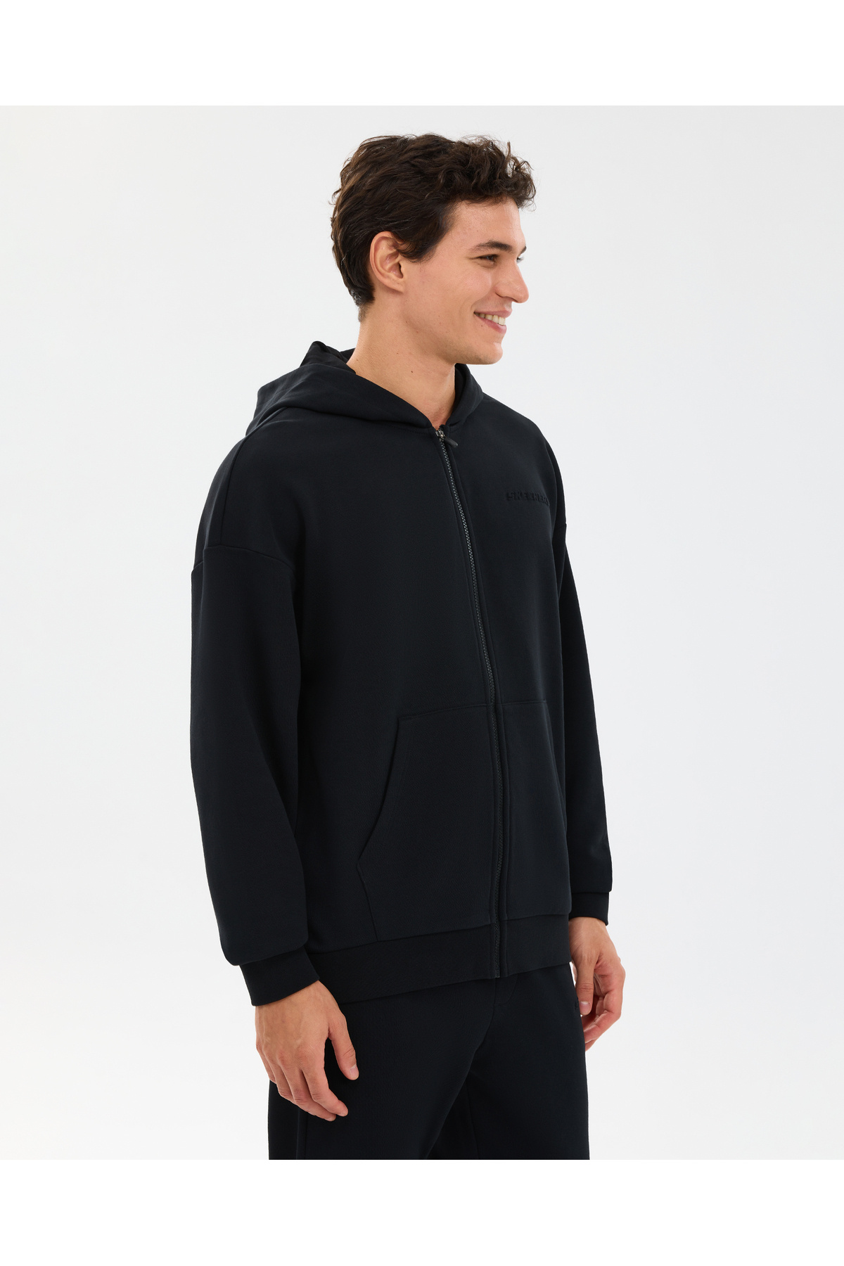 SKECHERS M Essential Full Zip Hoodie Sweatshirt Erkek Siyah Sweatshirt S2610014-3817 görsel 3
