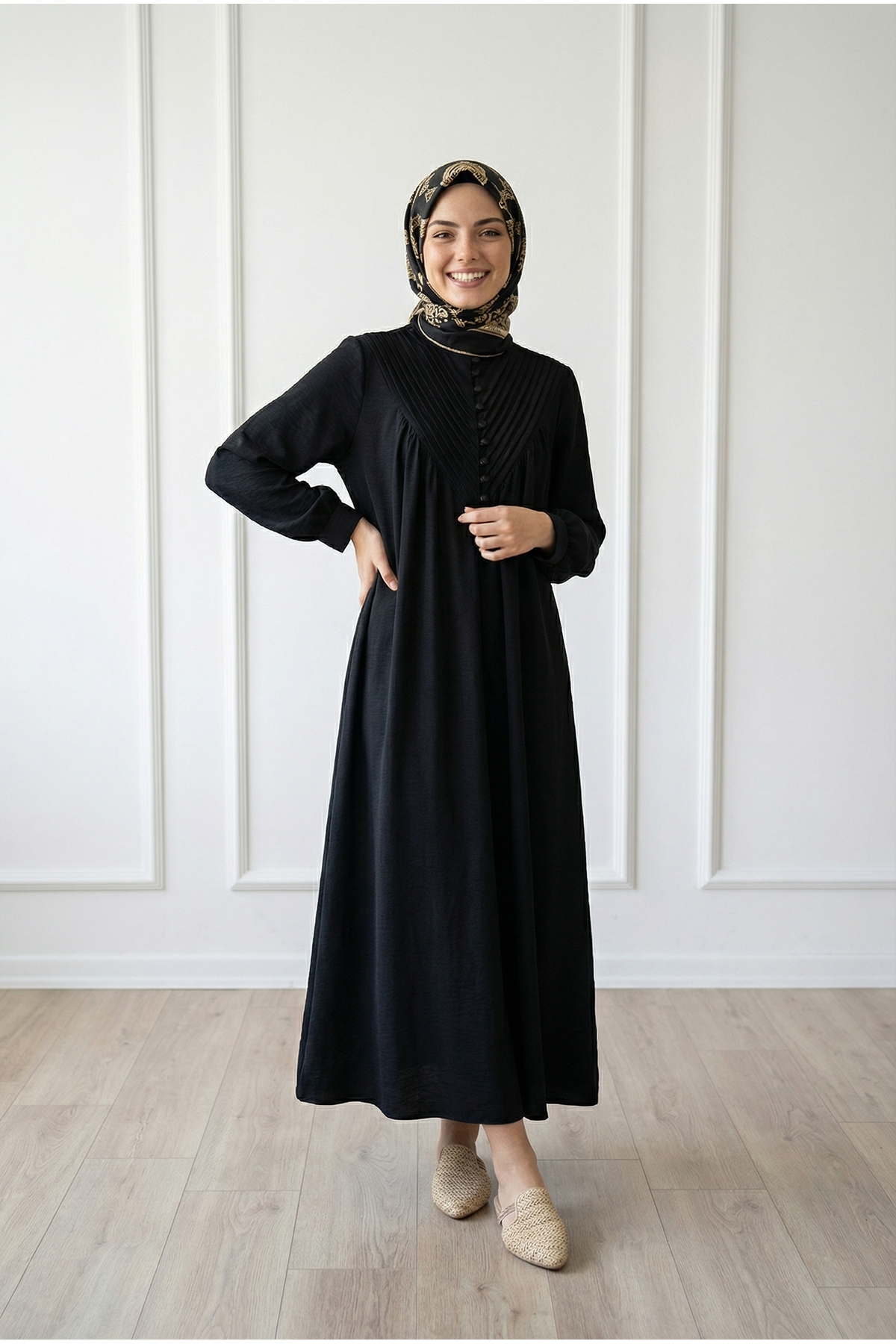 Moonlight Ribbed Modal Dress-NA2407 Black