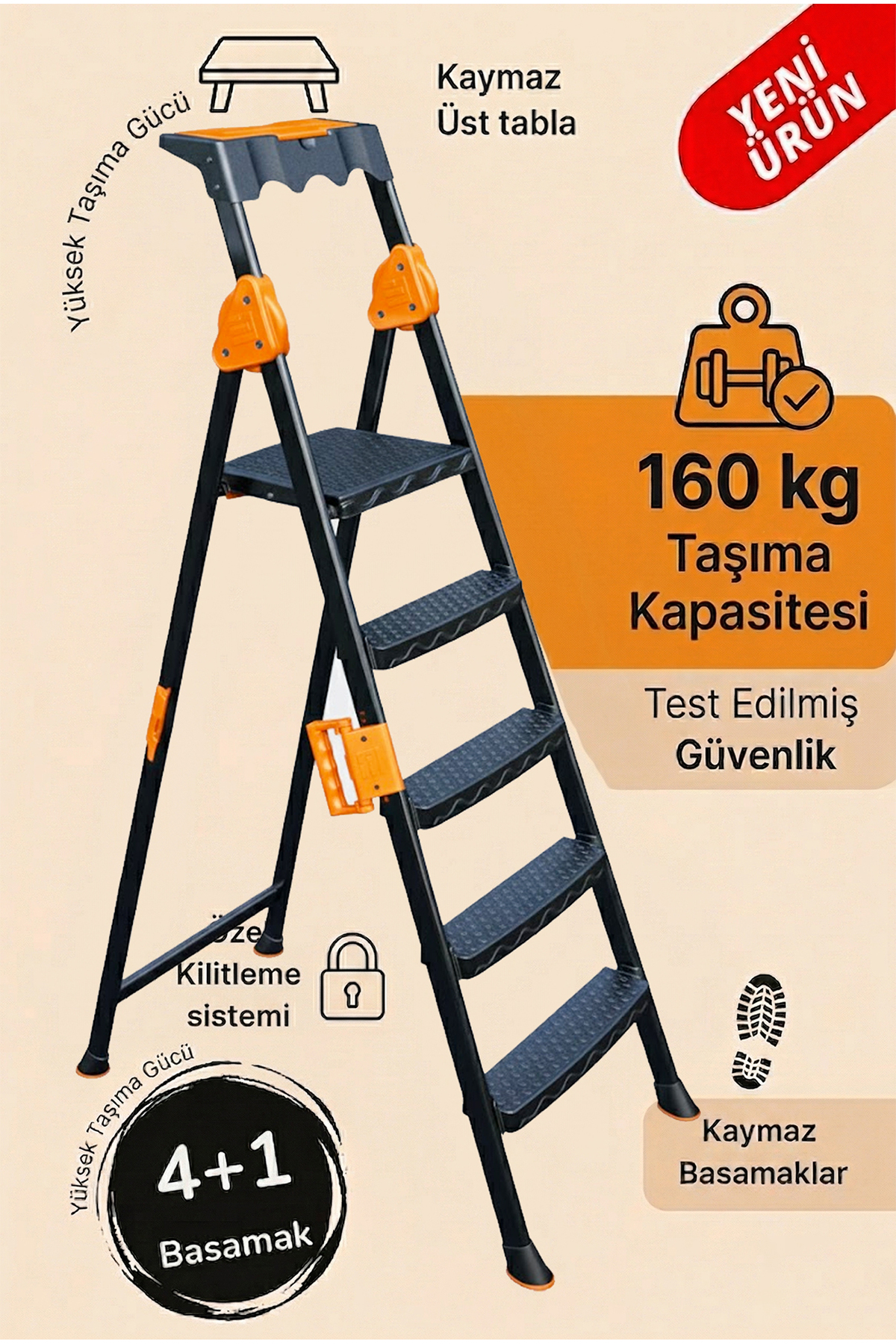 Mensa Plus 4+1 Step Metal Ladder