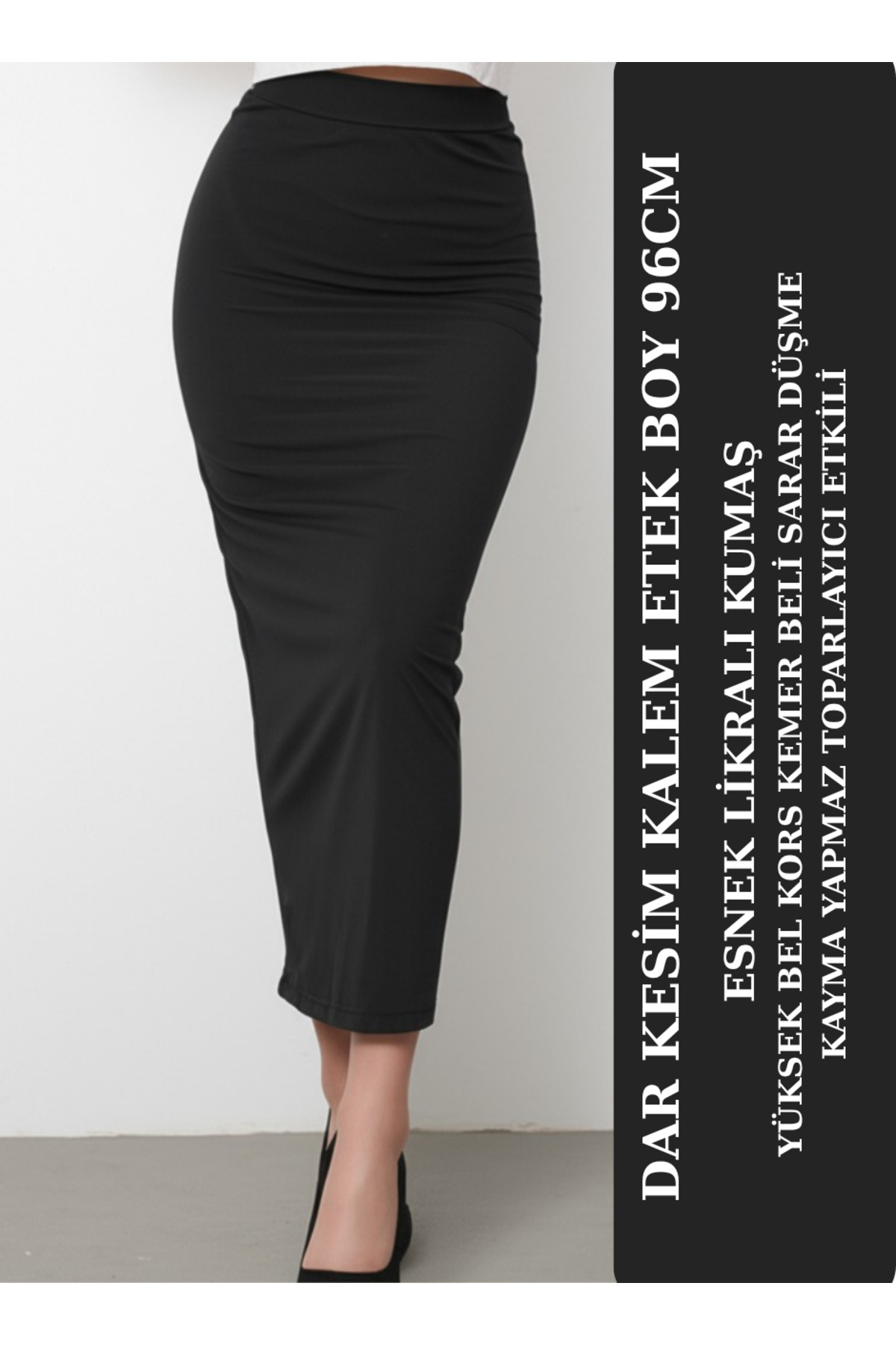 mrmpro  Kalem Etek Uzun Spor Siyah Esnek Dalgıç Kumaş Toparlayıcı Korse Kemer Boy 96 Cm