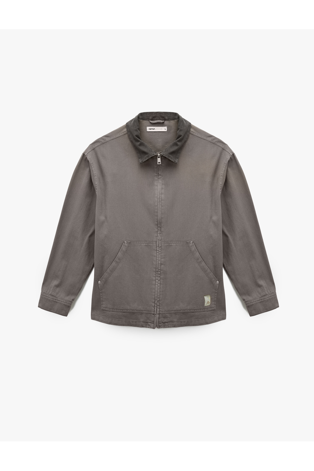 Koton  Regular Fit Uzun Kollu Cepli Gömlek Yaka Fermuarlı Jean Ceket - Görsel 4