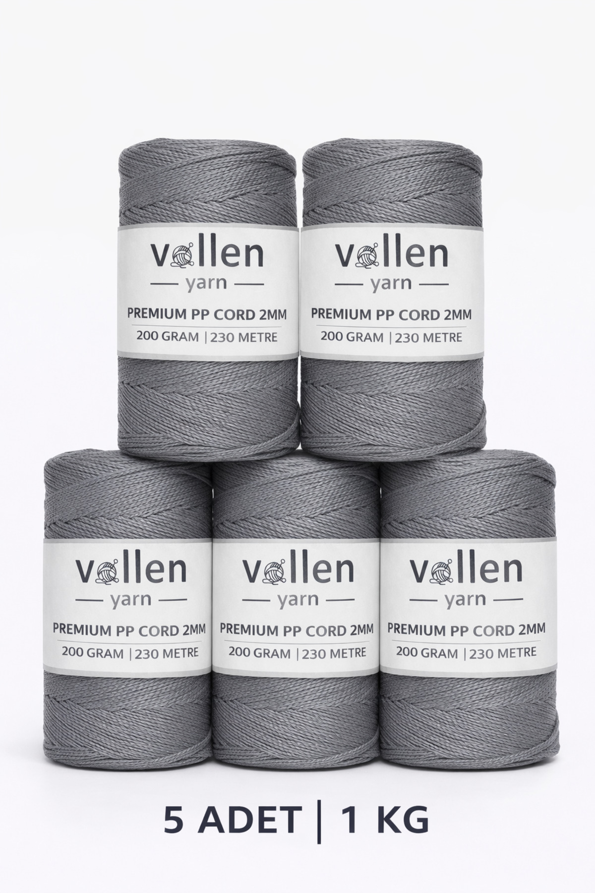 1000 g Polyester Macrame Rope,2mm Set of 5, Macrame Rope, Underplate Rope, Bag Rope,1150 Meters