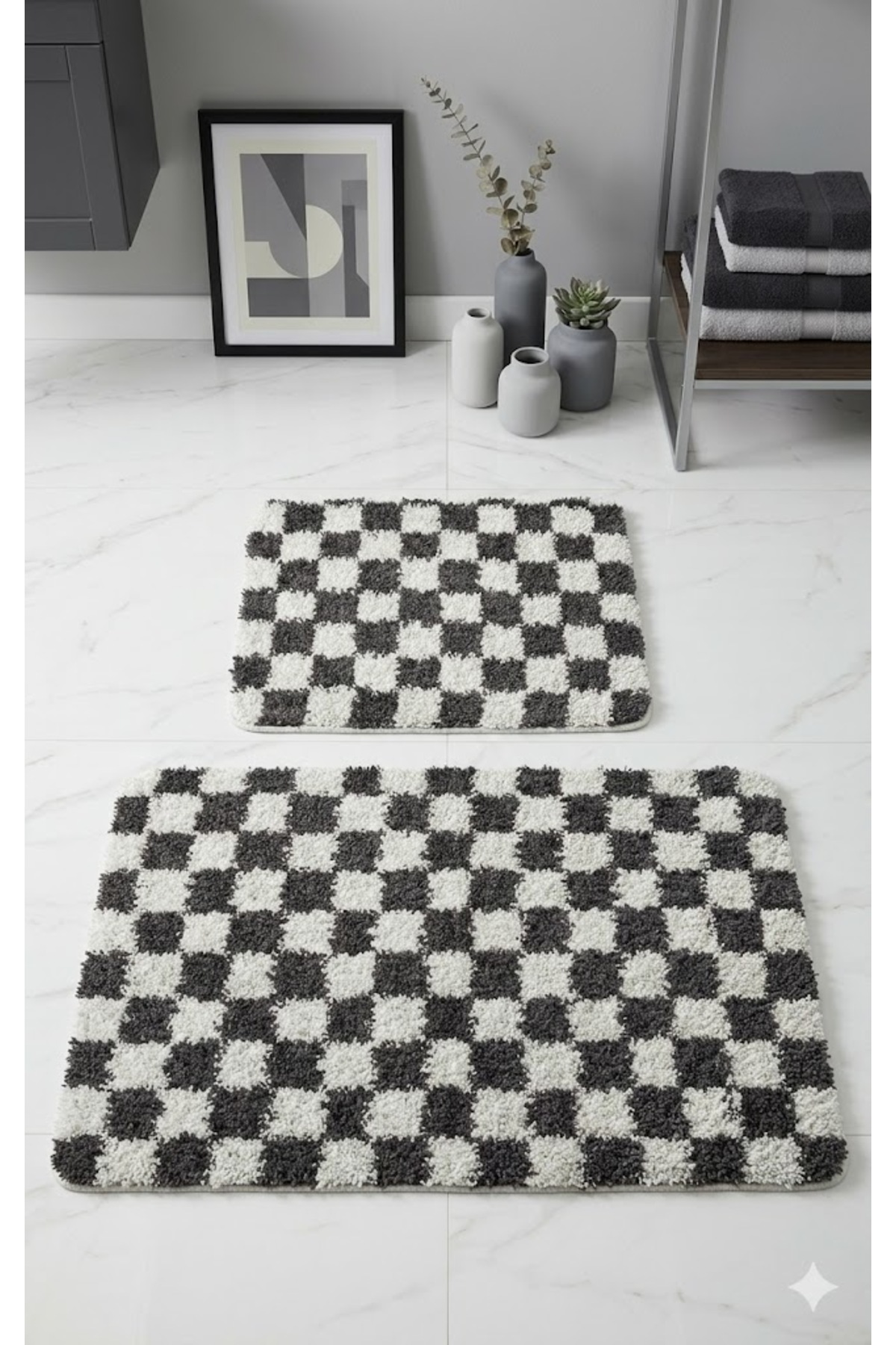 Chess 2-Piece Bath Mat Non-Slip Base60x100-60x50