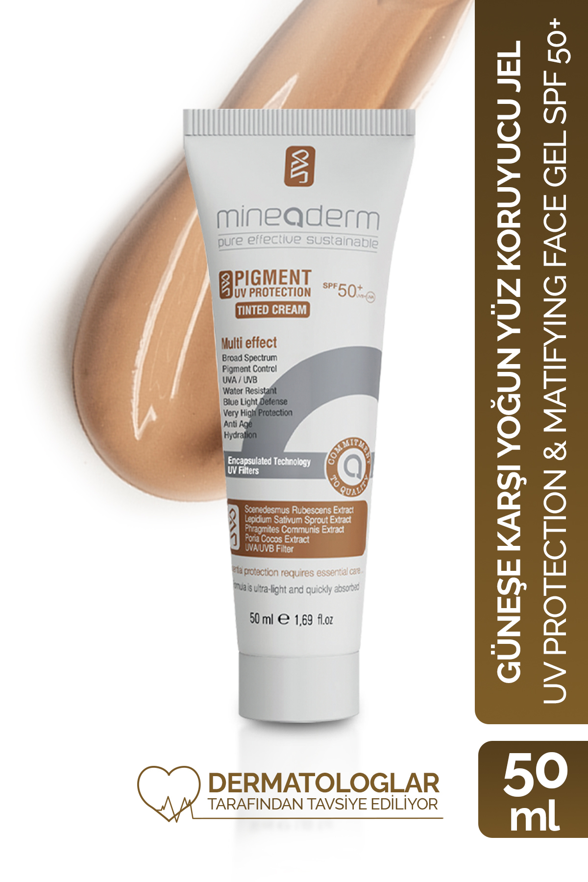 mineaderm Leke Karşıtı Renkli Güneş Kremi Spf 50+/pigment Uv Protection Tinted Cream Spf 50+ — 8680525350860