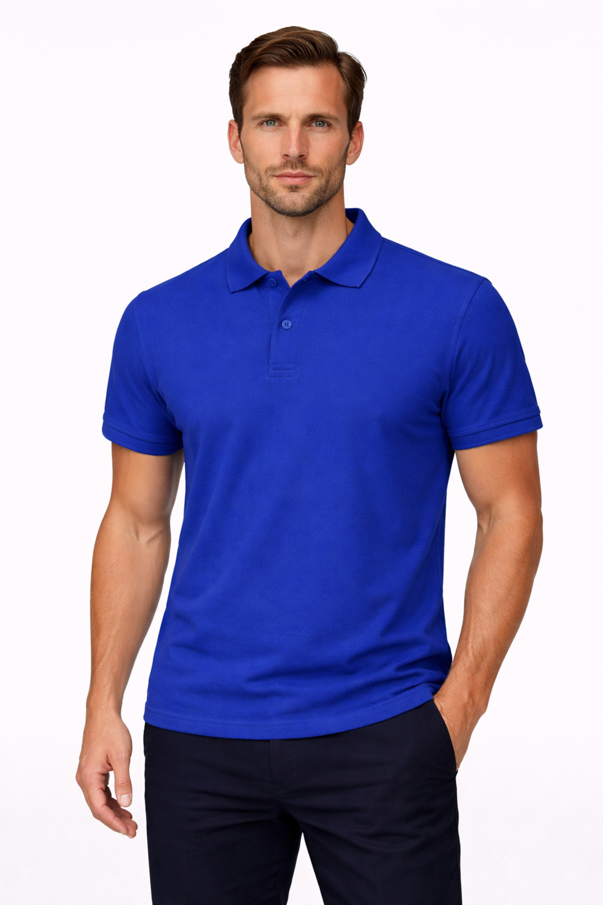 Men's Cotton Saxe Polo Neck T-Shirt – Classic Cut, Soft Texture, Short Sleeve Casual Men's Polo Neck
