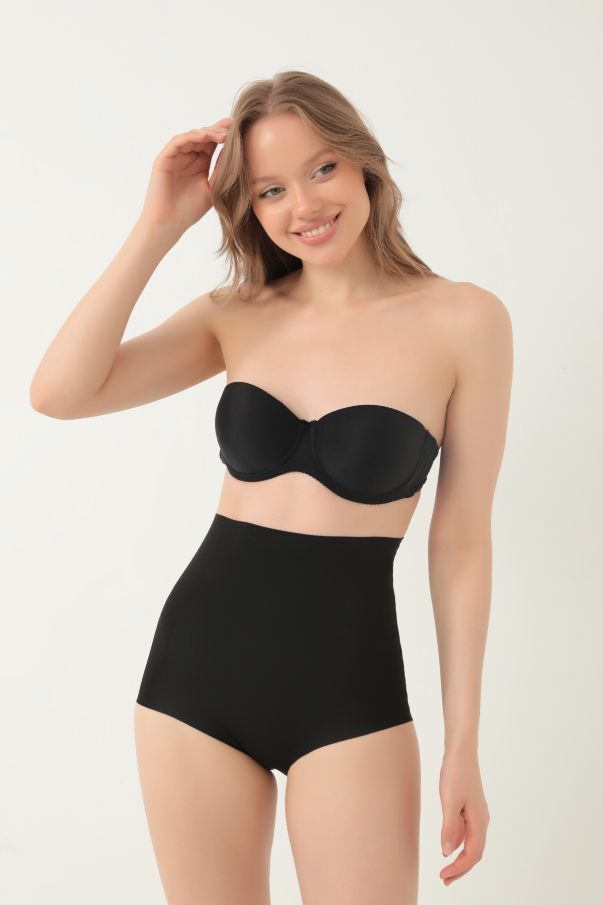 baruccafashion Slip Korse Göbek Alt Karın Bel ve Basen Toparlayıcı Siyah Lazer Kesim Yüksek Bel Korse görsel 4